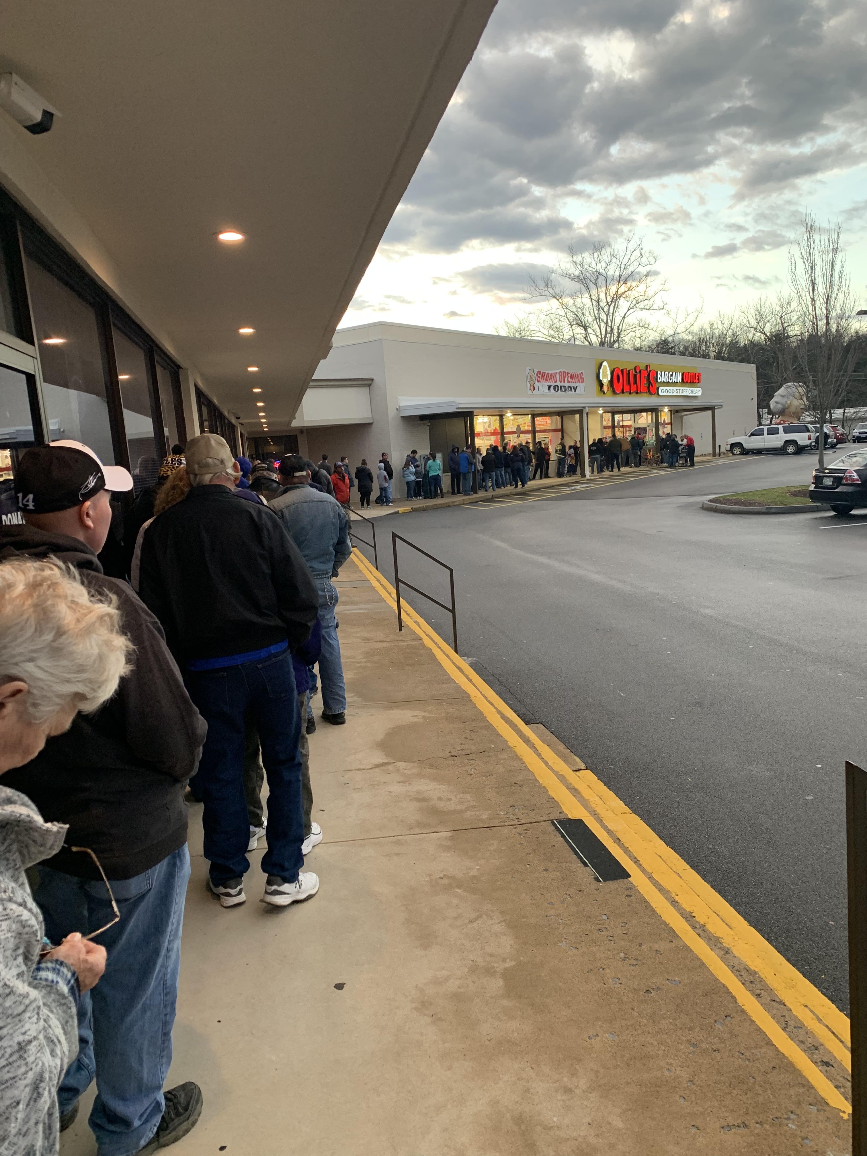 The line to meet Tony Stewart this morning outside an Ollie’s in