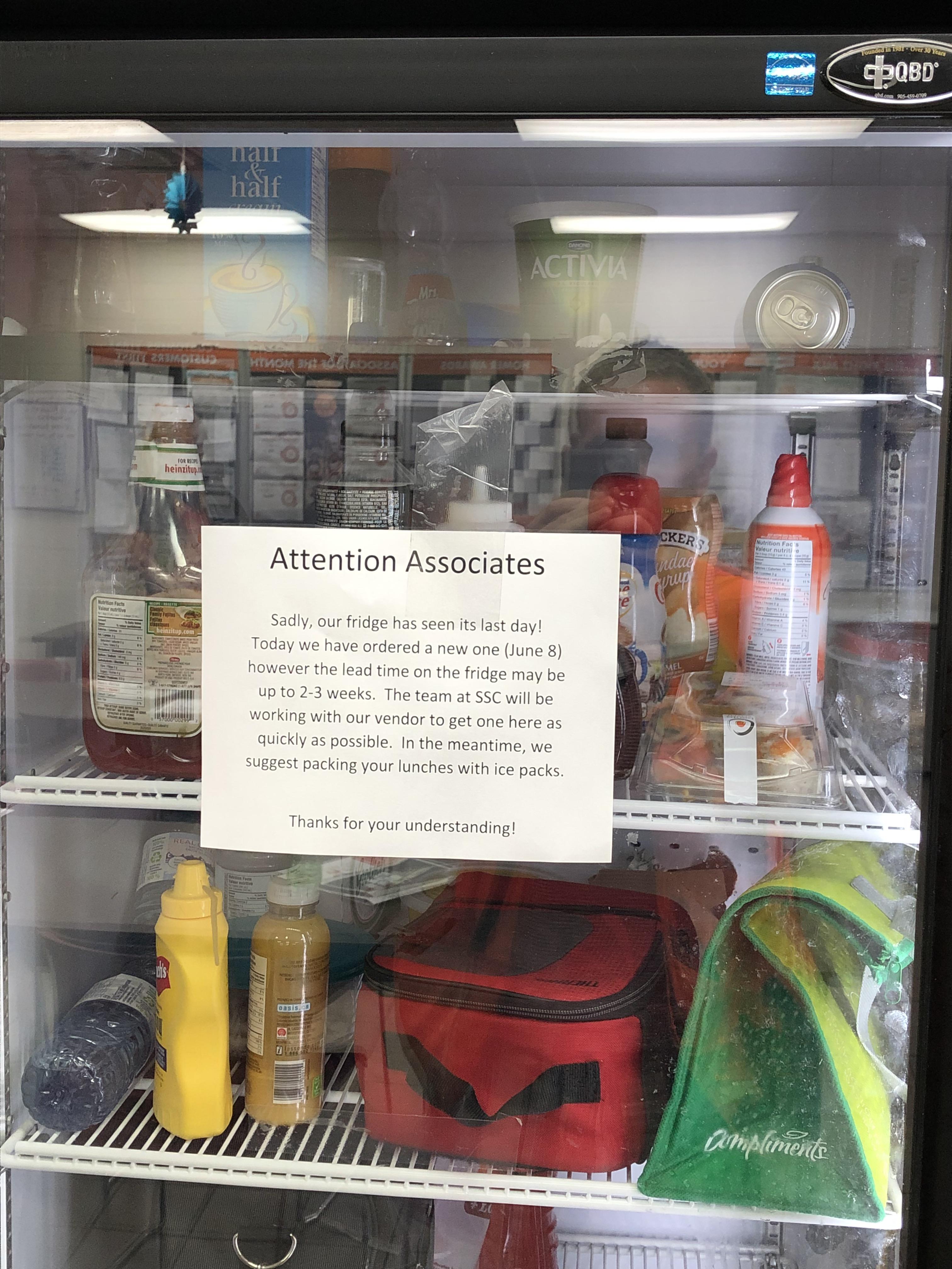 Yesterday was a sad day our fridge died well actually it has been