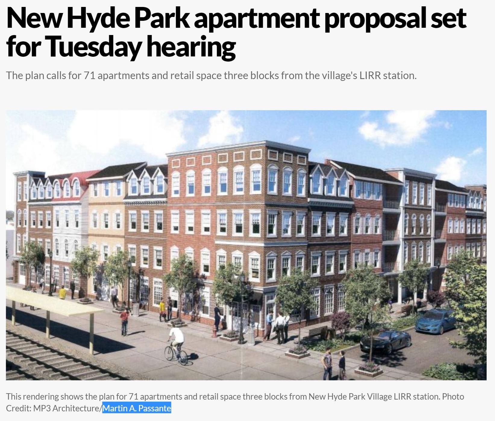 Renderings for proposed mixed use development at New Hyde Park LIRR