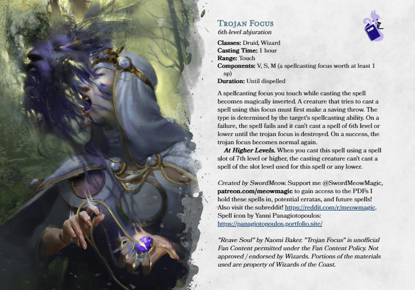 Trojan Focus, a Meow Magic spell that makes casters wary