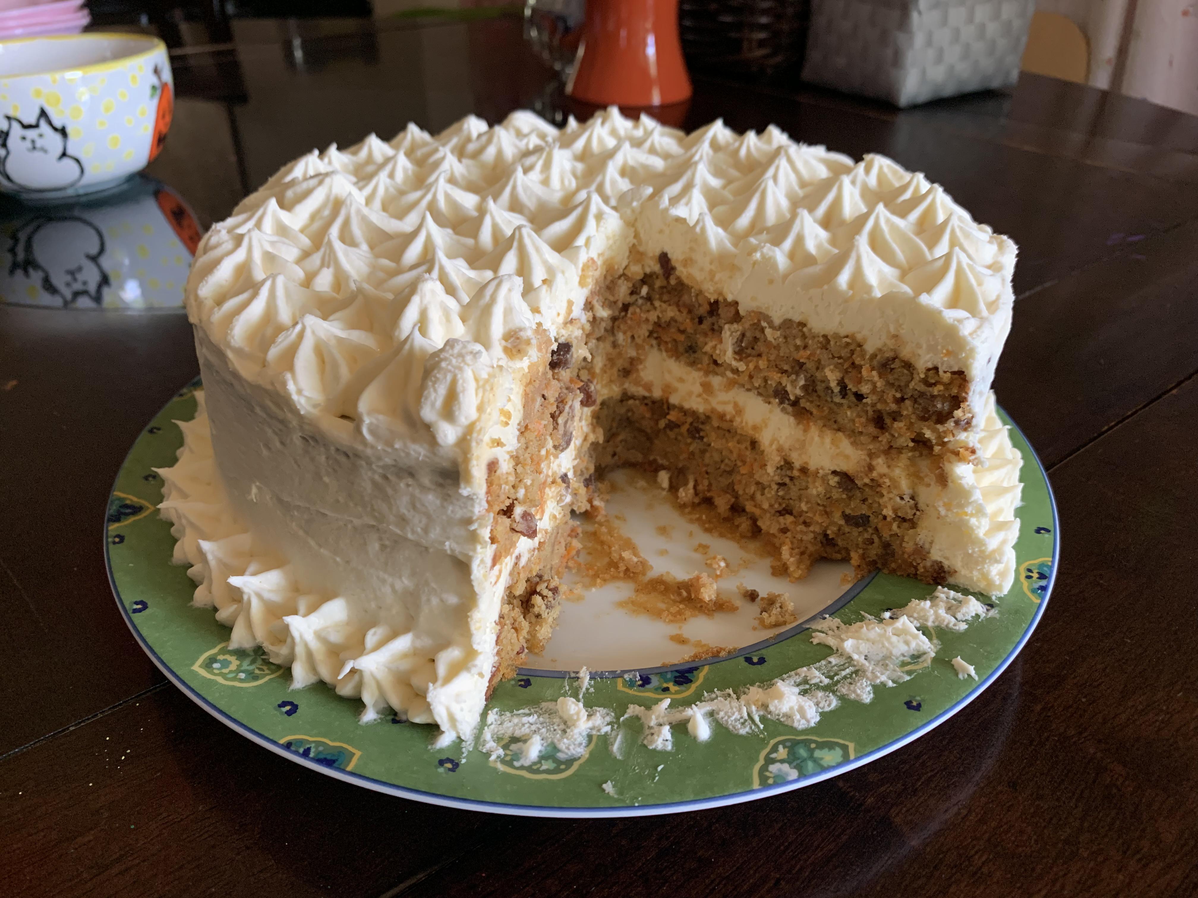 Keto carrot cake with whiskey soaked raisins....I know, I know but I