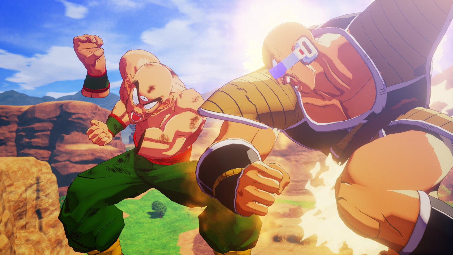 Nappa breaks Tien's arm off kakarot