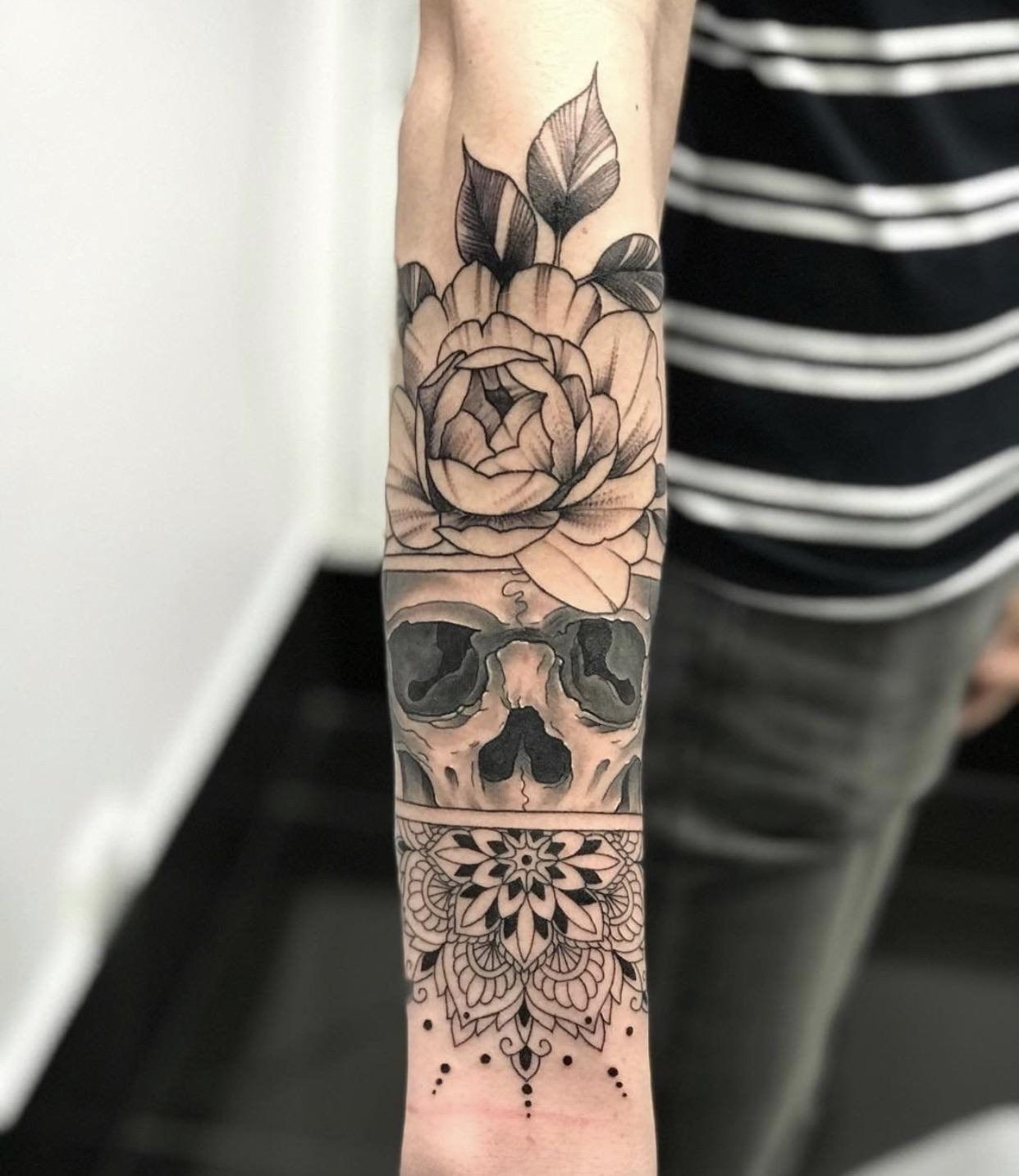 Flower / Skull / mandala done by Keno, Canberra Ink Studio, Canberra