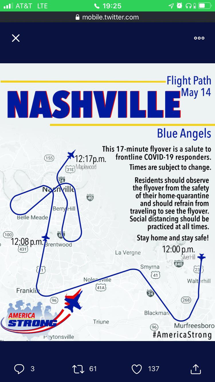 Blue Angels flight path May 14 nashville