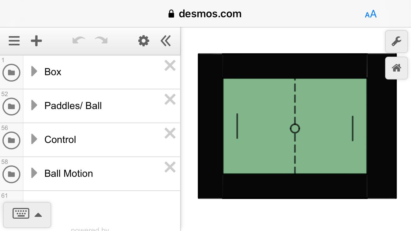 Playable game of pong in Desmos (link in comments) r/desmos