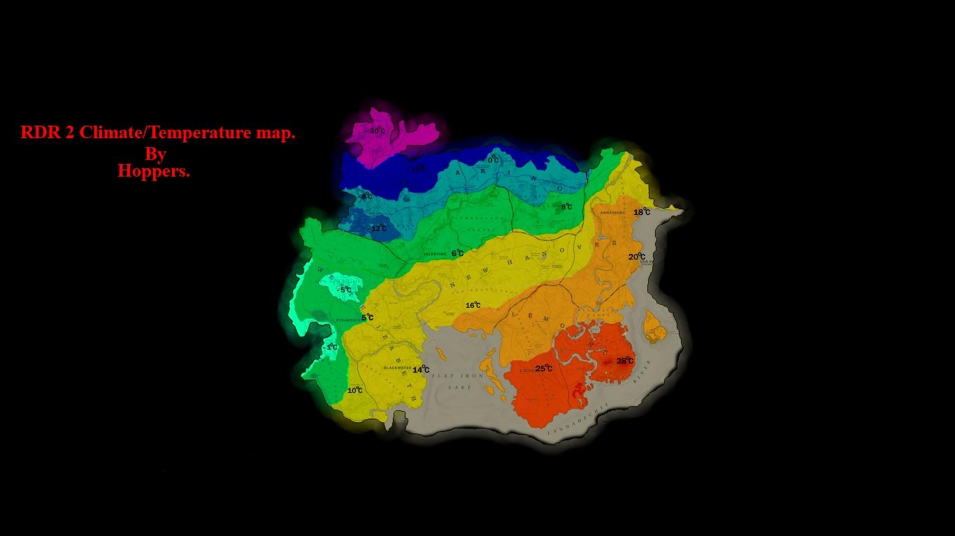 RDR2 Climate/Temperature map. r/reddeadredemption2