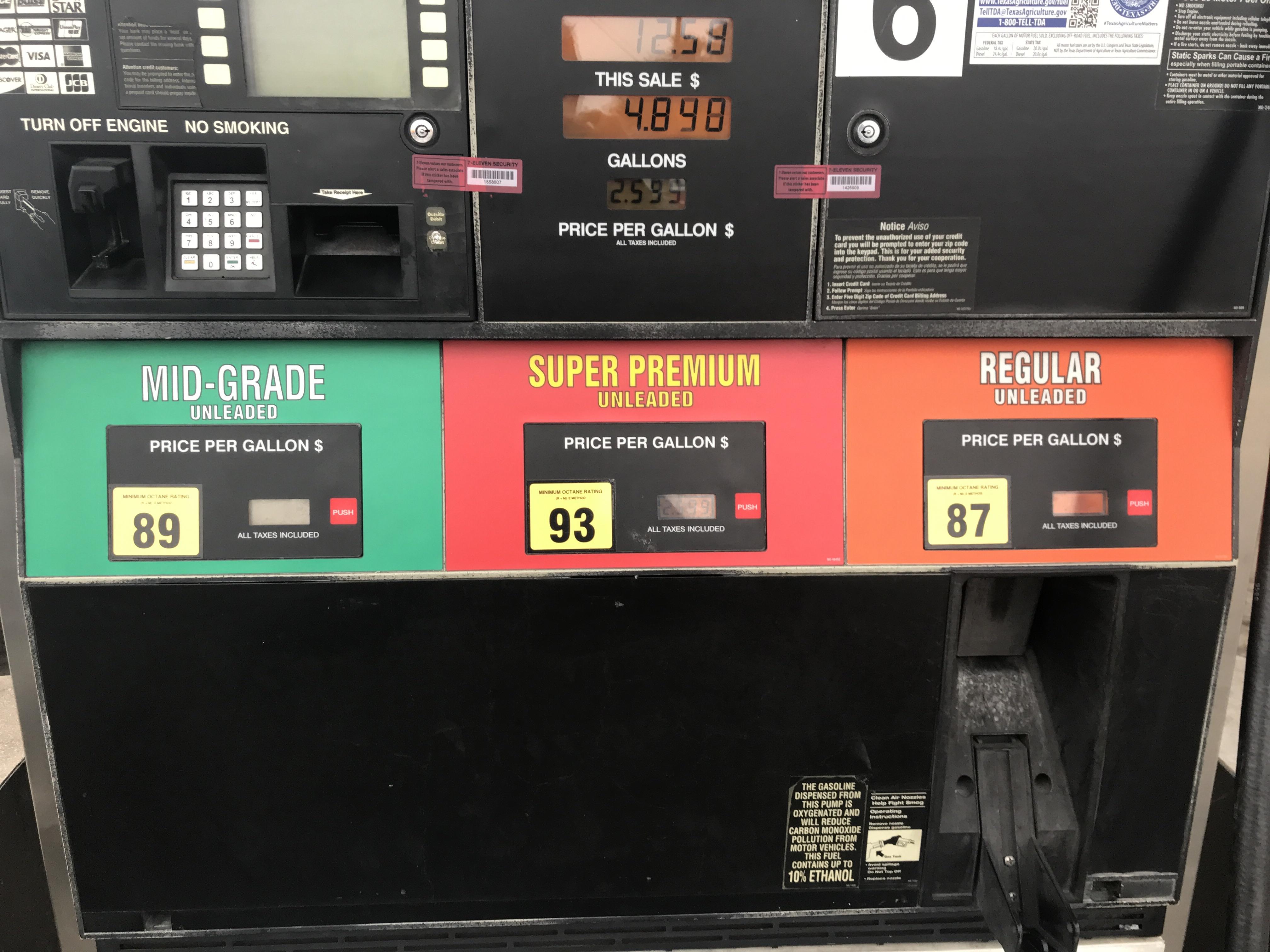 The order of gasoline grades at this pump r/mildlyinfuriating