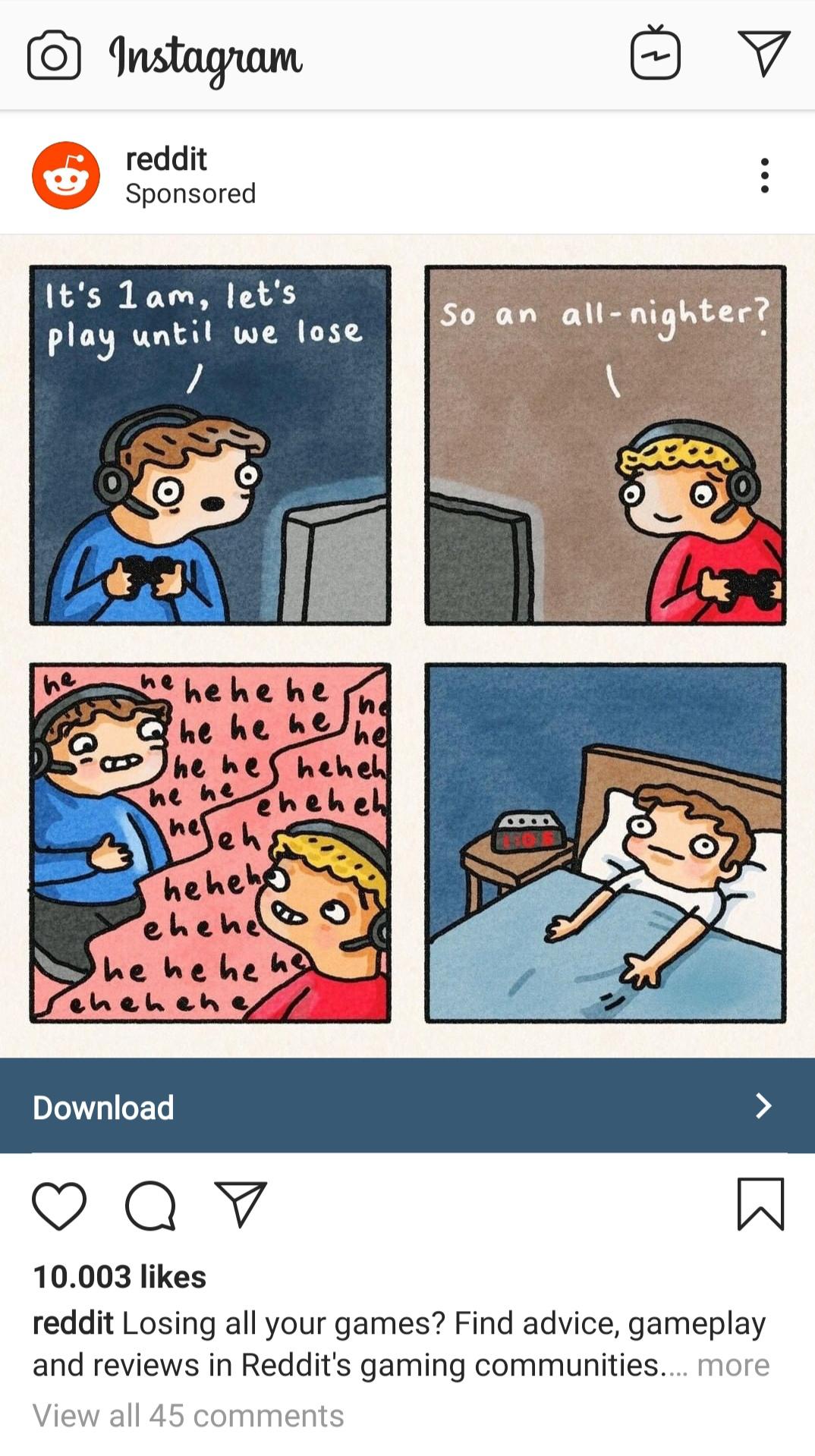 Reddit advertising on Instagram madlads