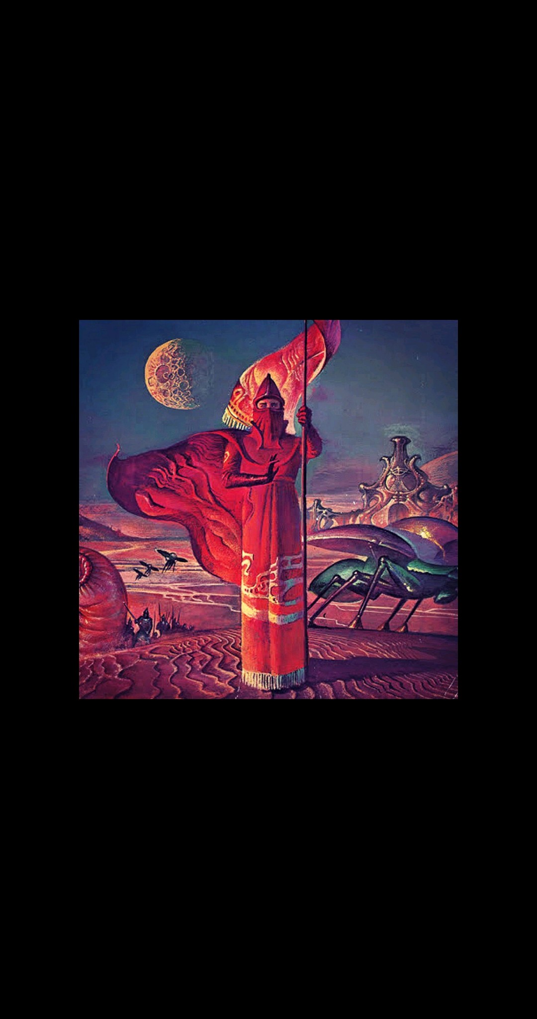 My simple phone wallpaper using the Dune Encyclopedia art r/dune