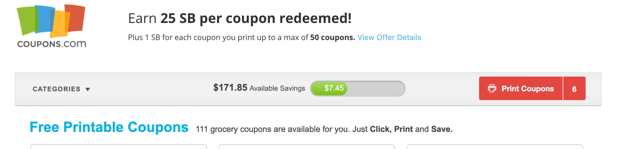 Scraping bottom today. 111 coupons available but only 6 are available