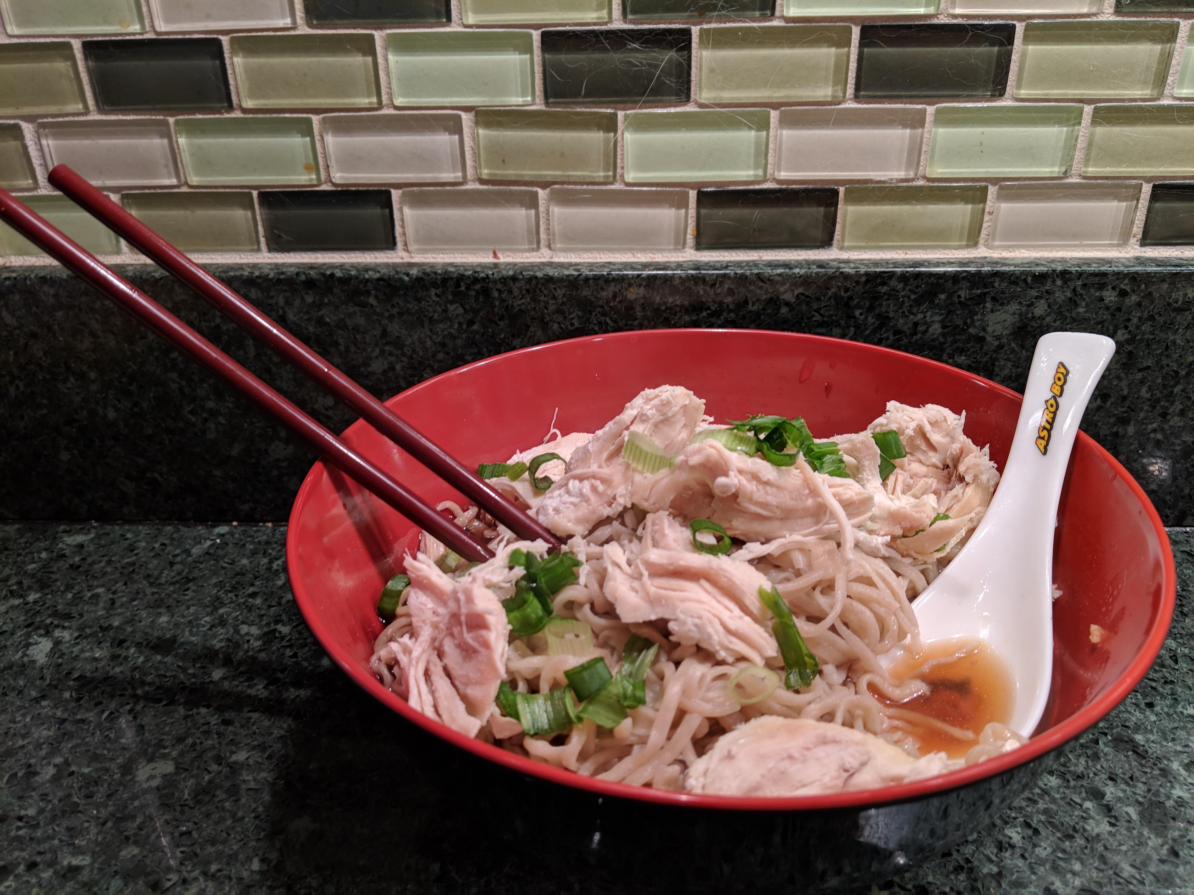 Hand made noodles (50/50 bread and AP flour), stove cooked chicken