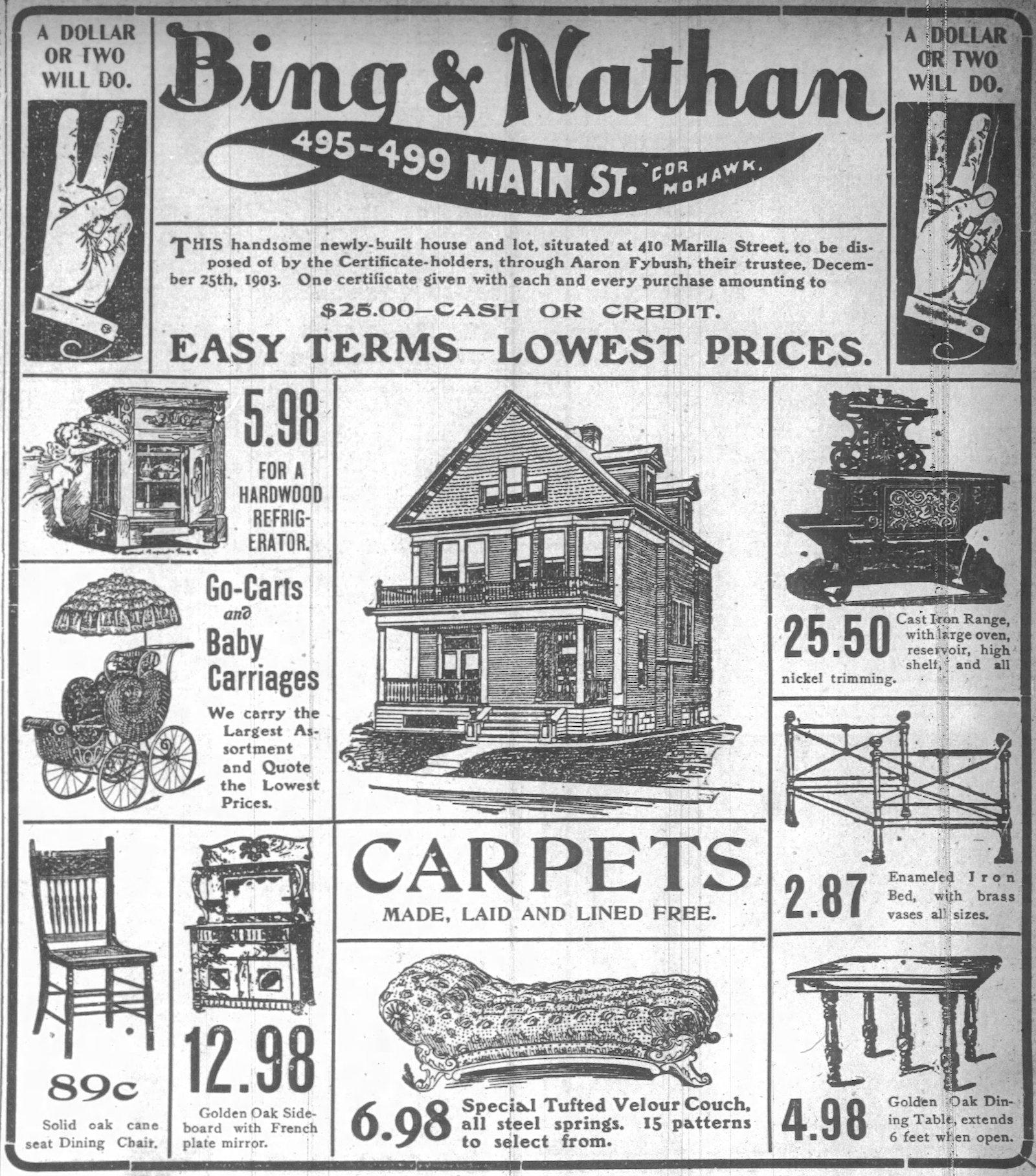 More 410 Marilla Street (BCou 19030712). Also, hardwood refrigerators