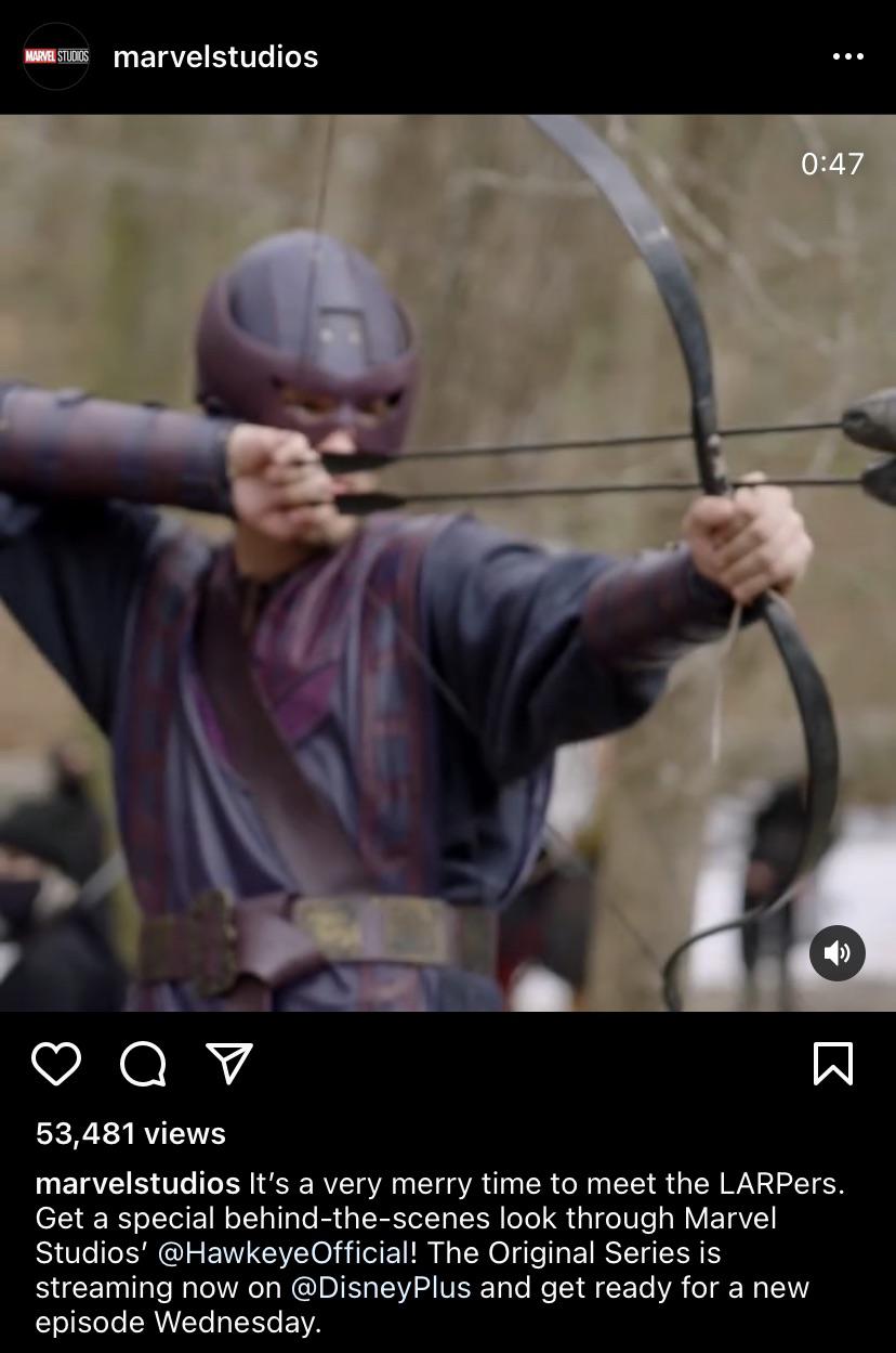 Classic Hawkeye inspired LARPer suit from the background of Hawkeye Episode 2 r/marvelstudios