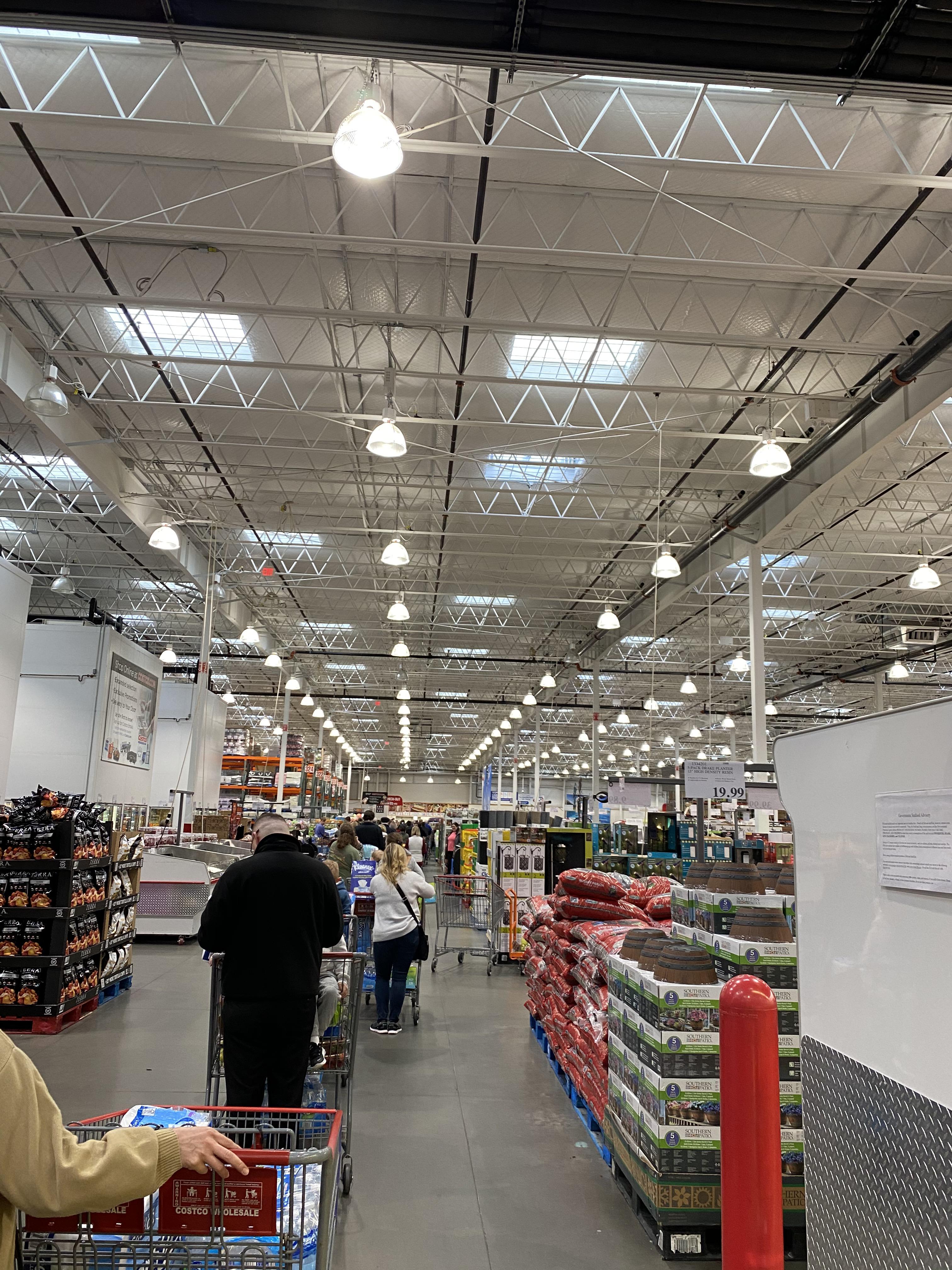 The panic is setting in! This was the checkout line at Costco this