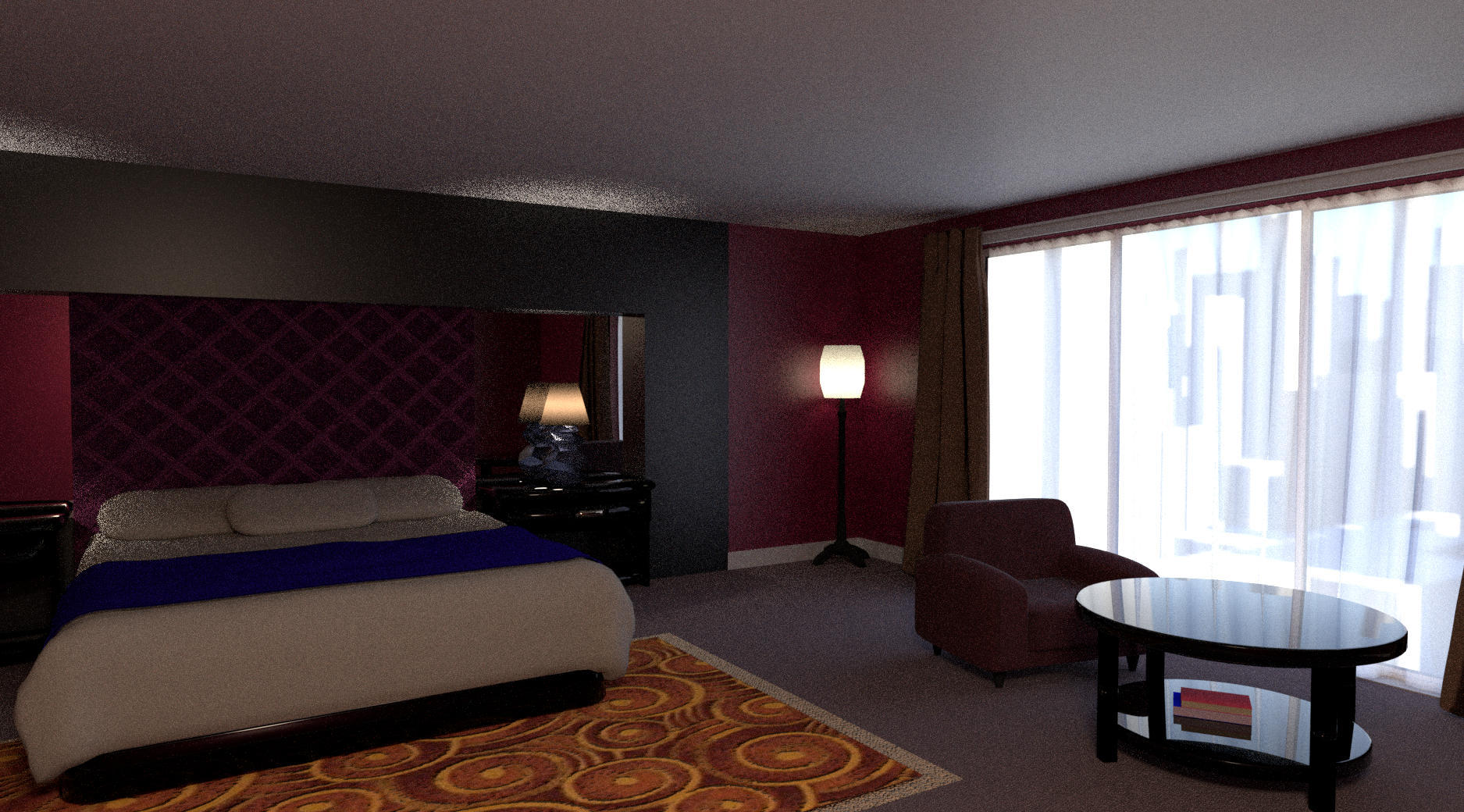 Hotel room test render. r/blender