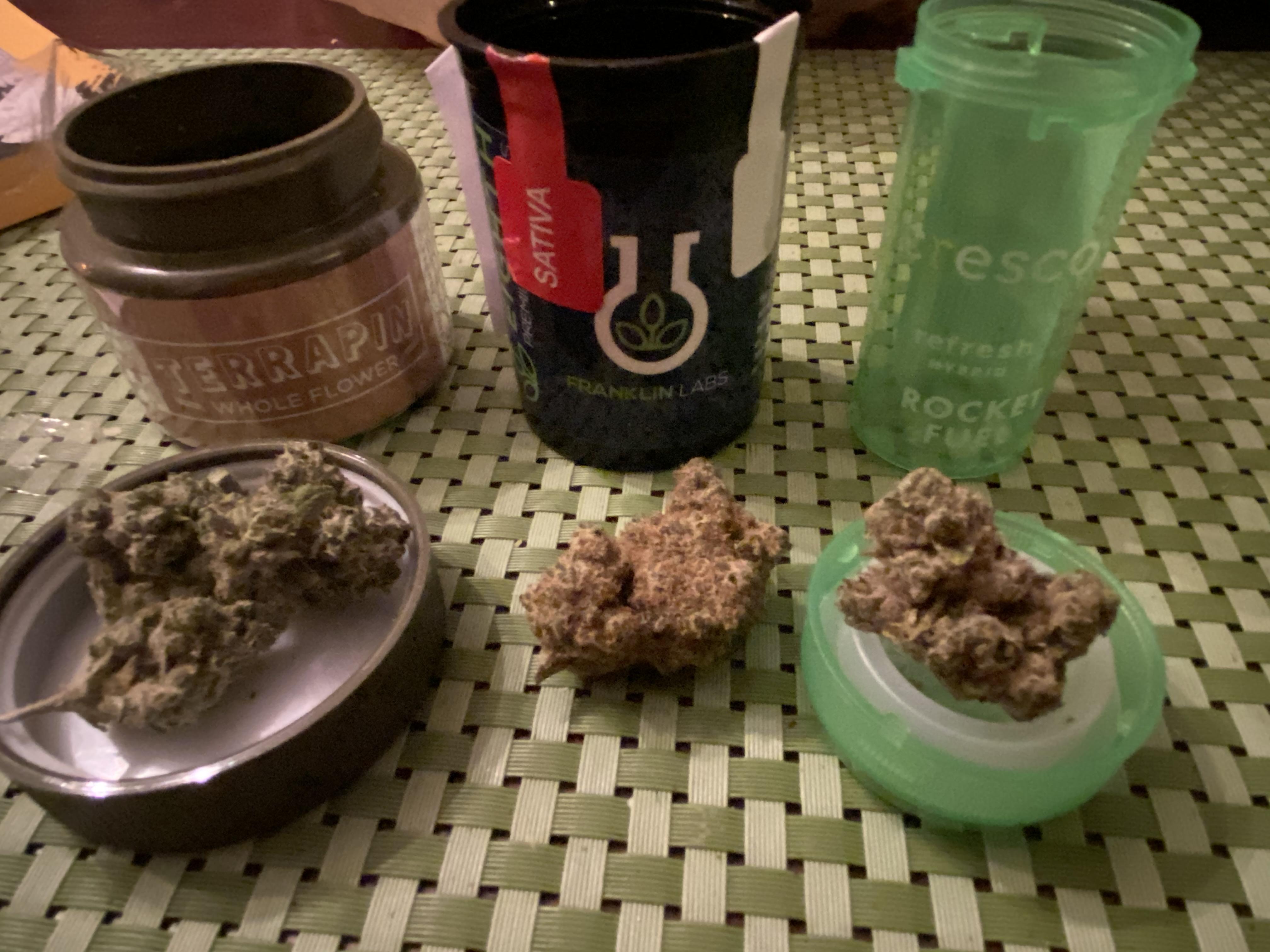 Terrapin ice cream cake, Franklin labs Nigerian haze, Cresco rocket
