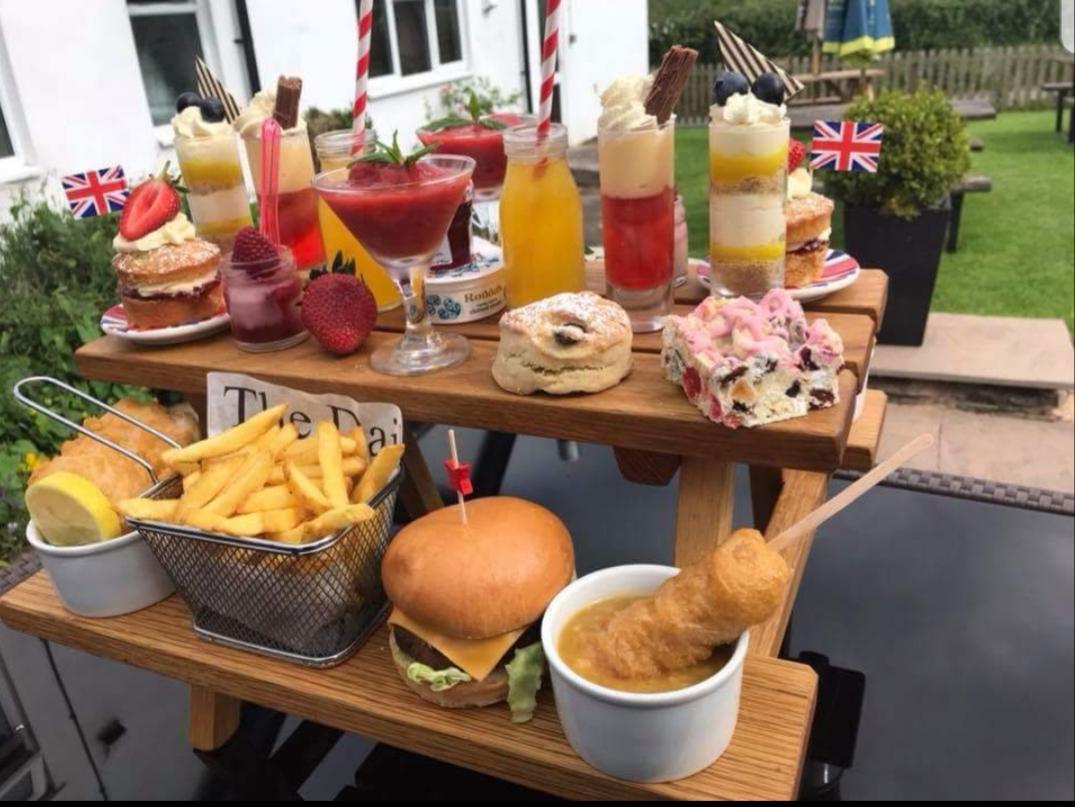 Served on top of a bench on top of a bench. The Bush Inn