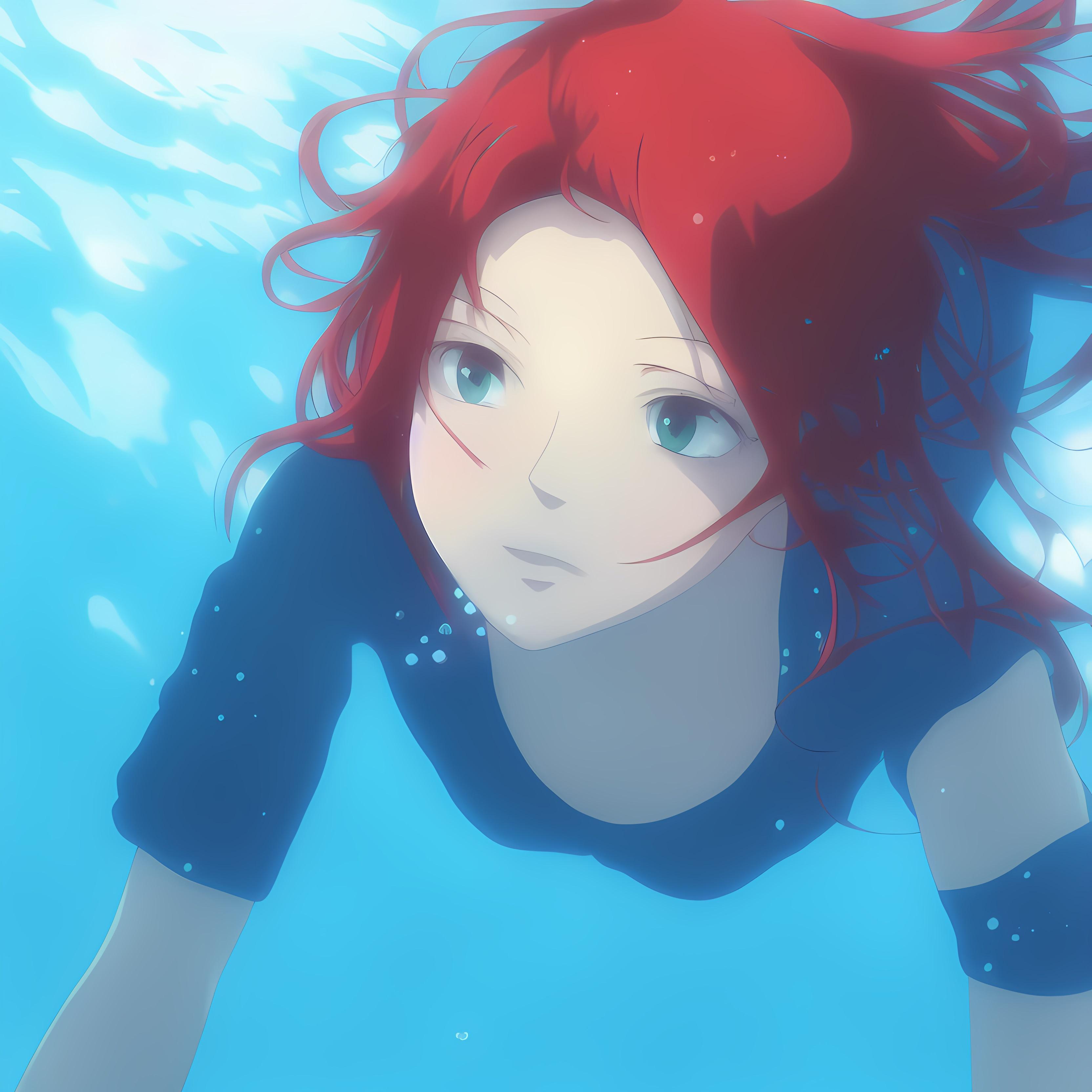 Anime girl swimming underwater r/StableDiffusion