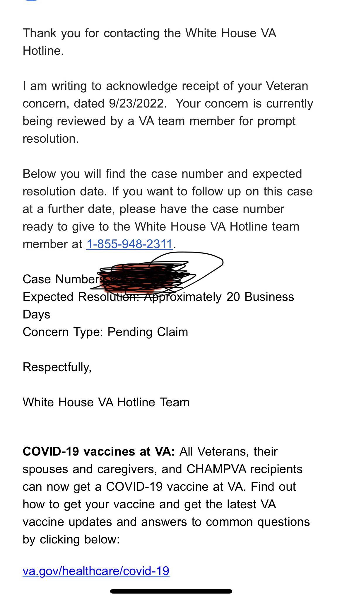 Contacted the White House VA hotline. Let’s see what happens r