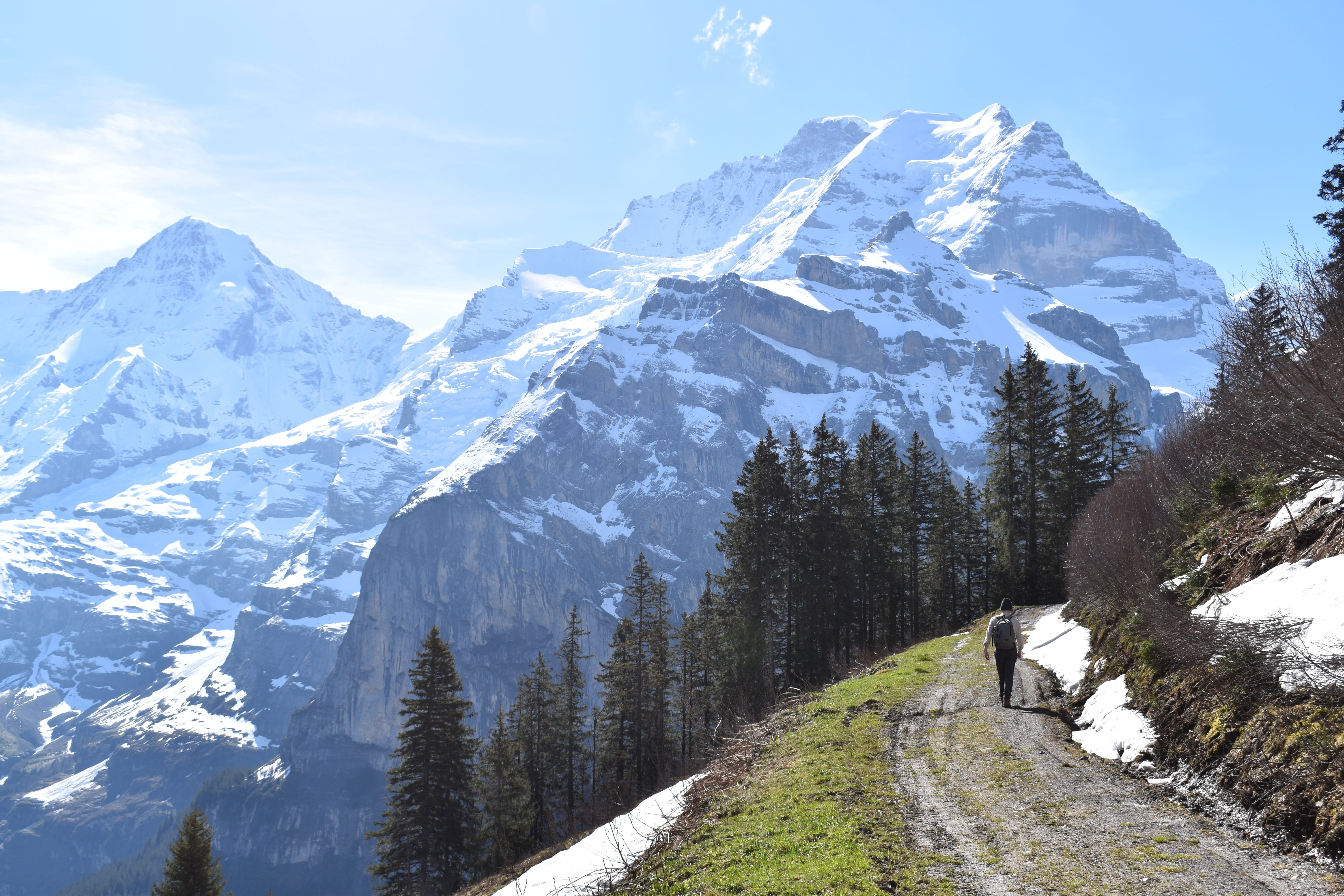 Hiking above the Lauterbrunnen Valley, Switzerland. The trails were