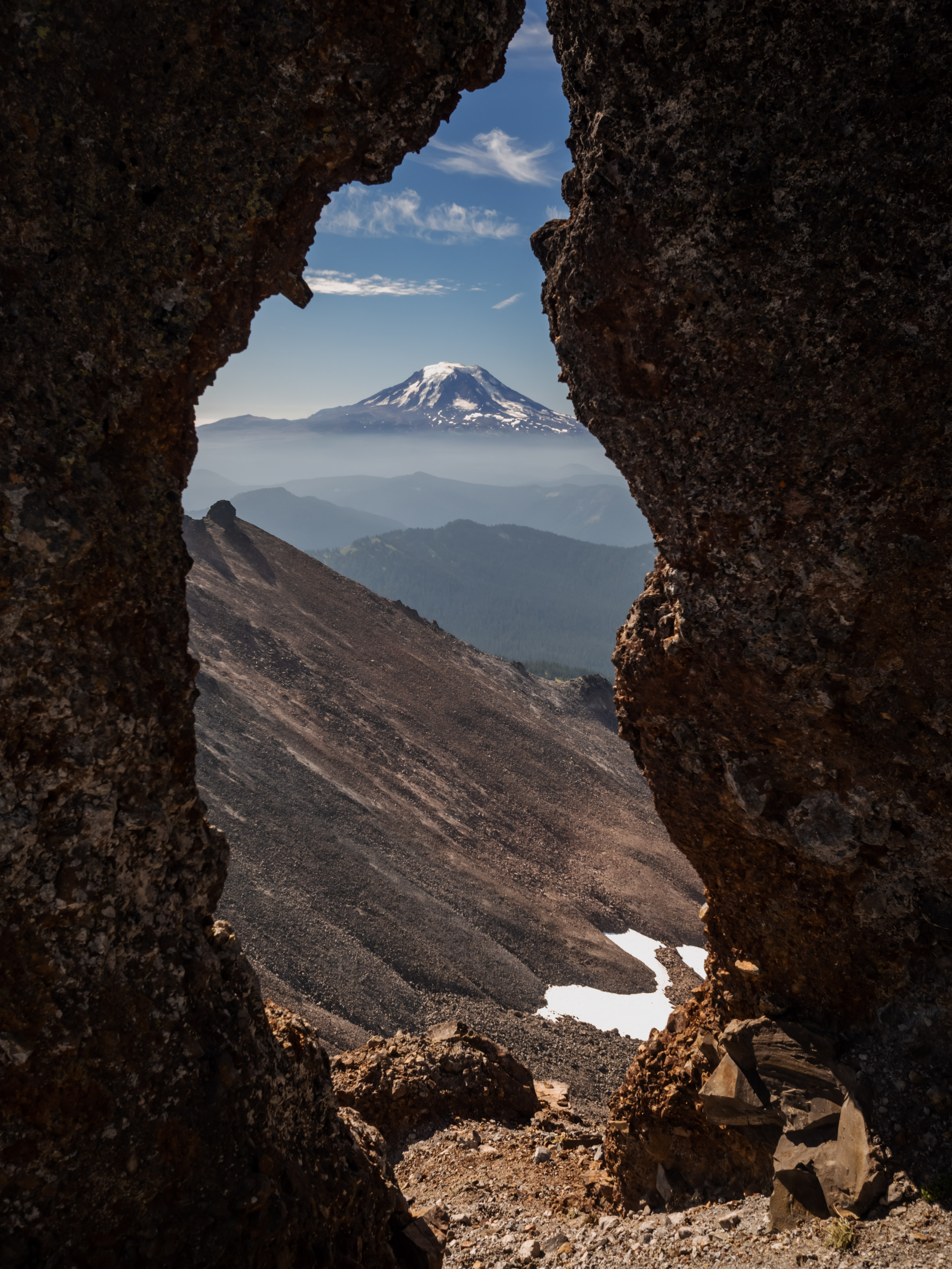 Looking out at Mount Adams from the Goat Rocks Wilderness Area, WA