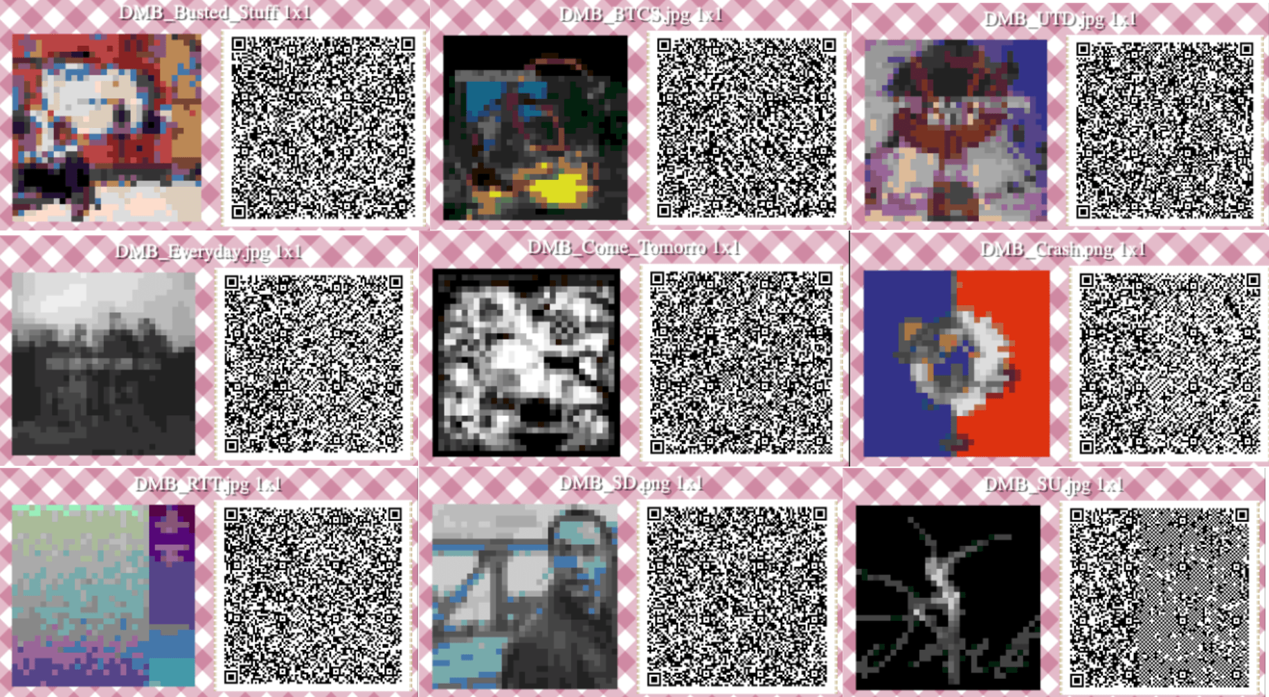 For you DMB and Animal Crossing fans, I converted some albums to QR