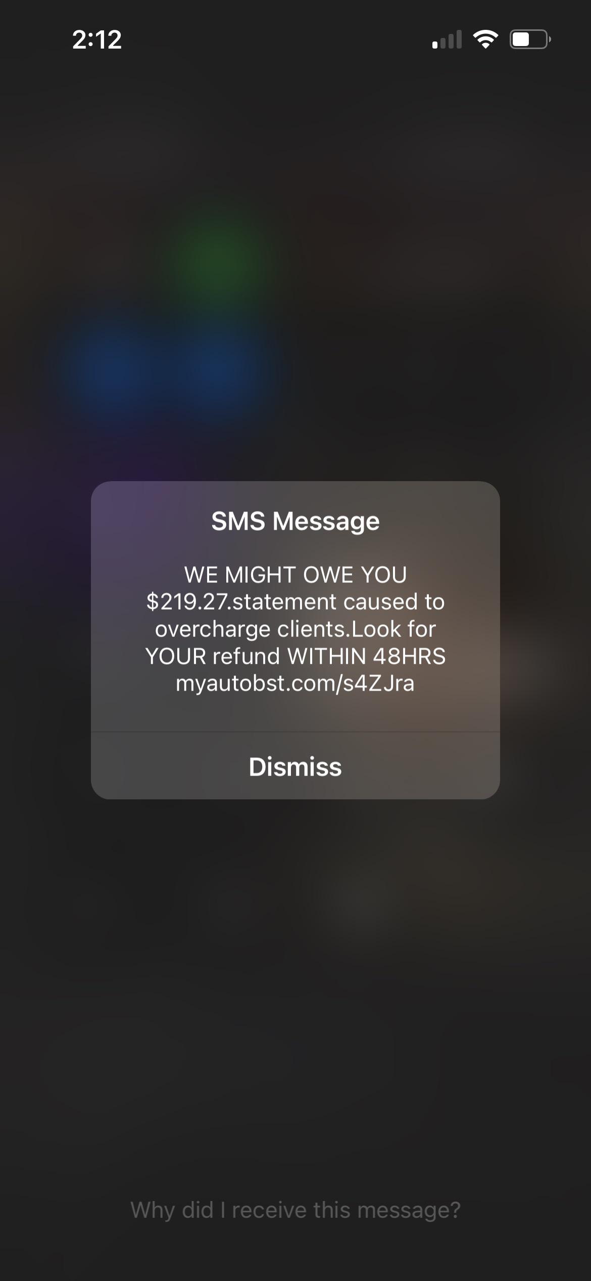 I just got a message on my phone where my entire screen was gray and