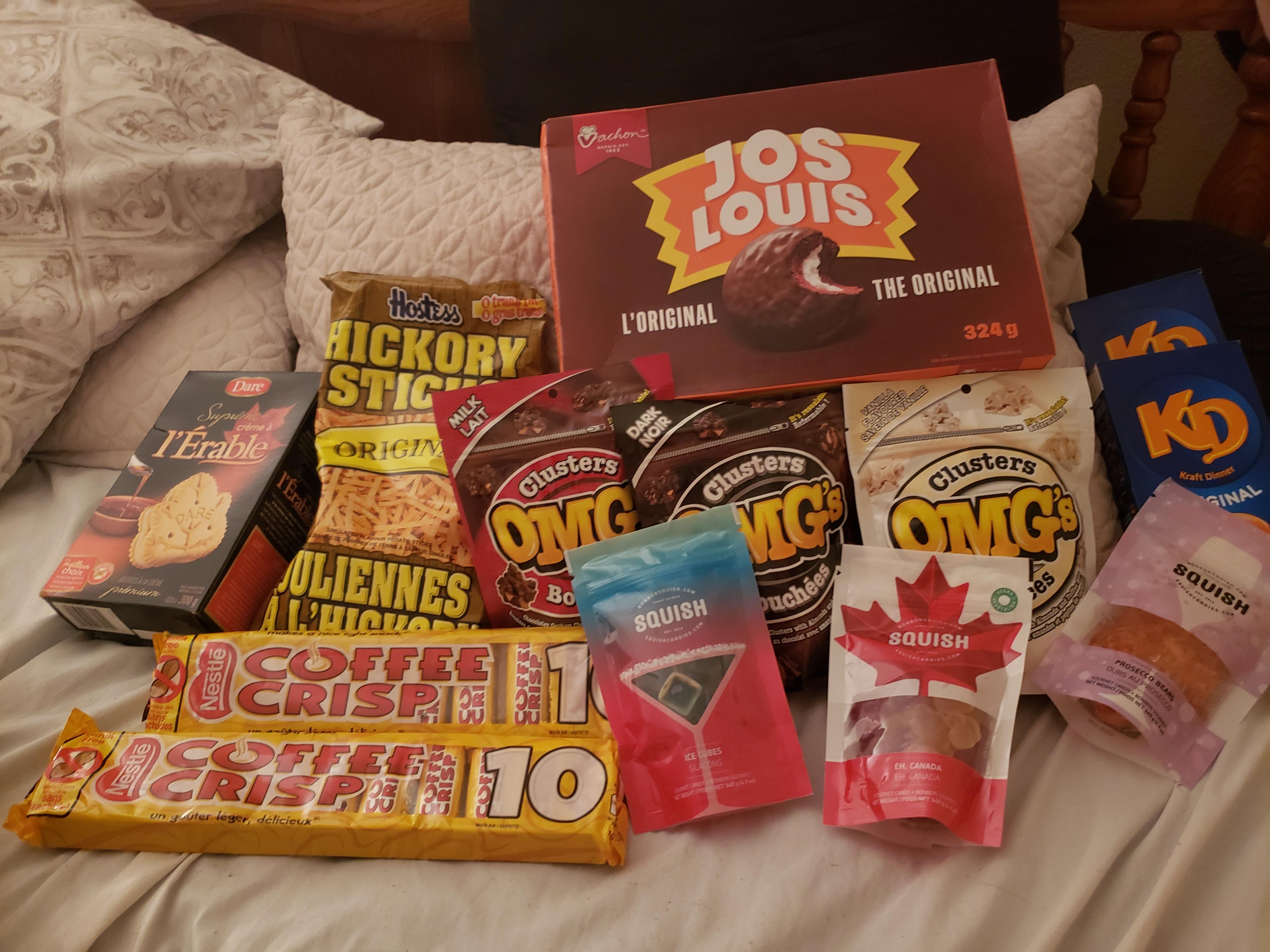 Thank you u/isingiswim for these delicious, unique, plentiful Canadian snacks!!! I'm so excited