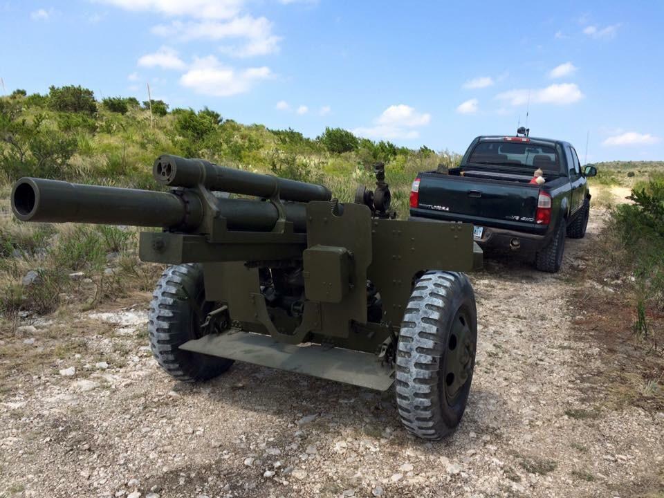 Towing our 105mm howitzer out to the range for a live fire. Uvalde