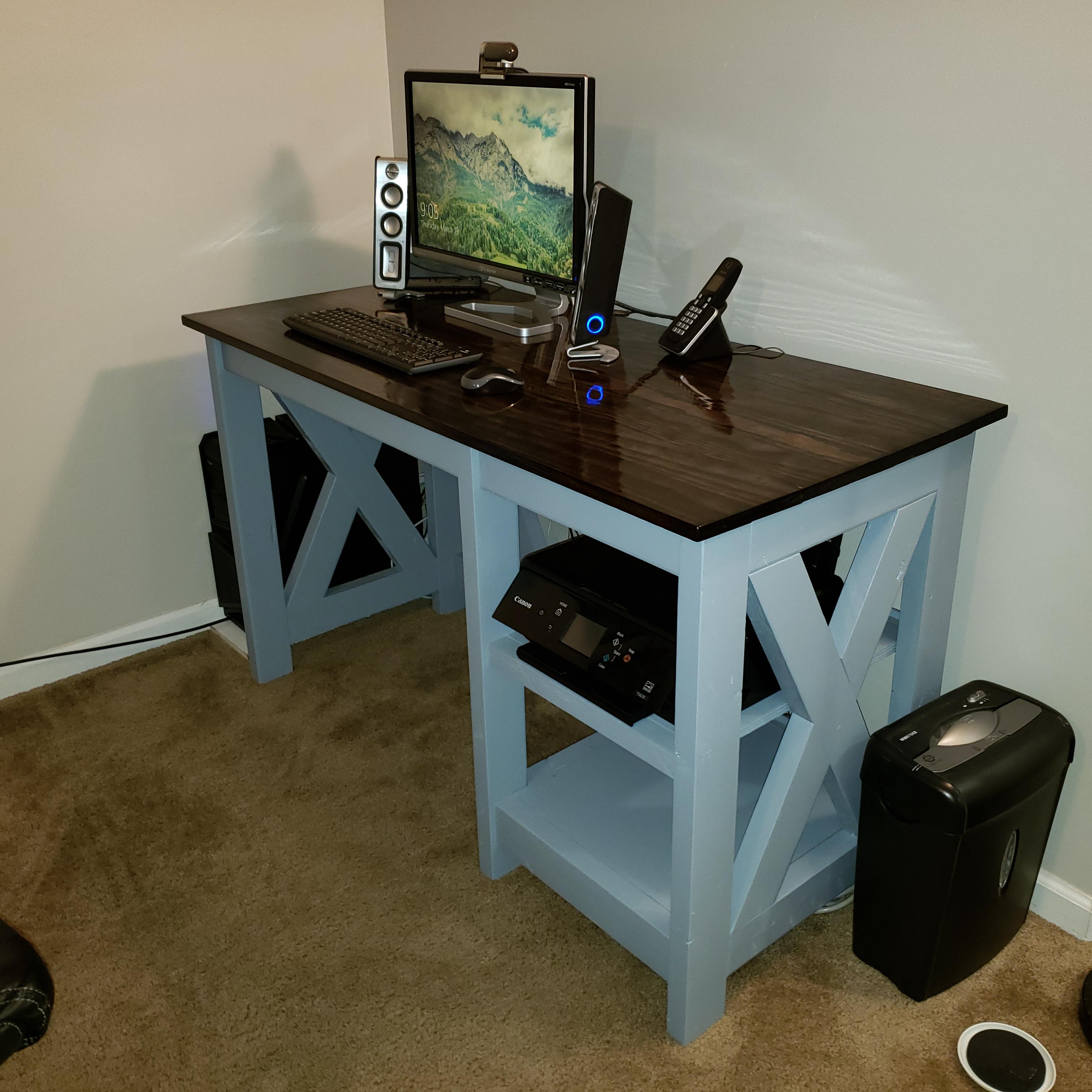 Quarantine project 1 Farmhouse style desk r/woodworking