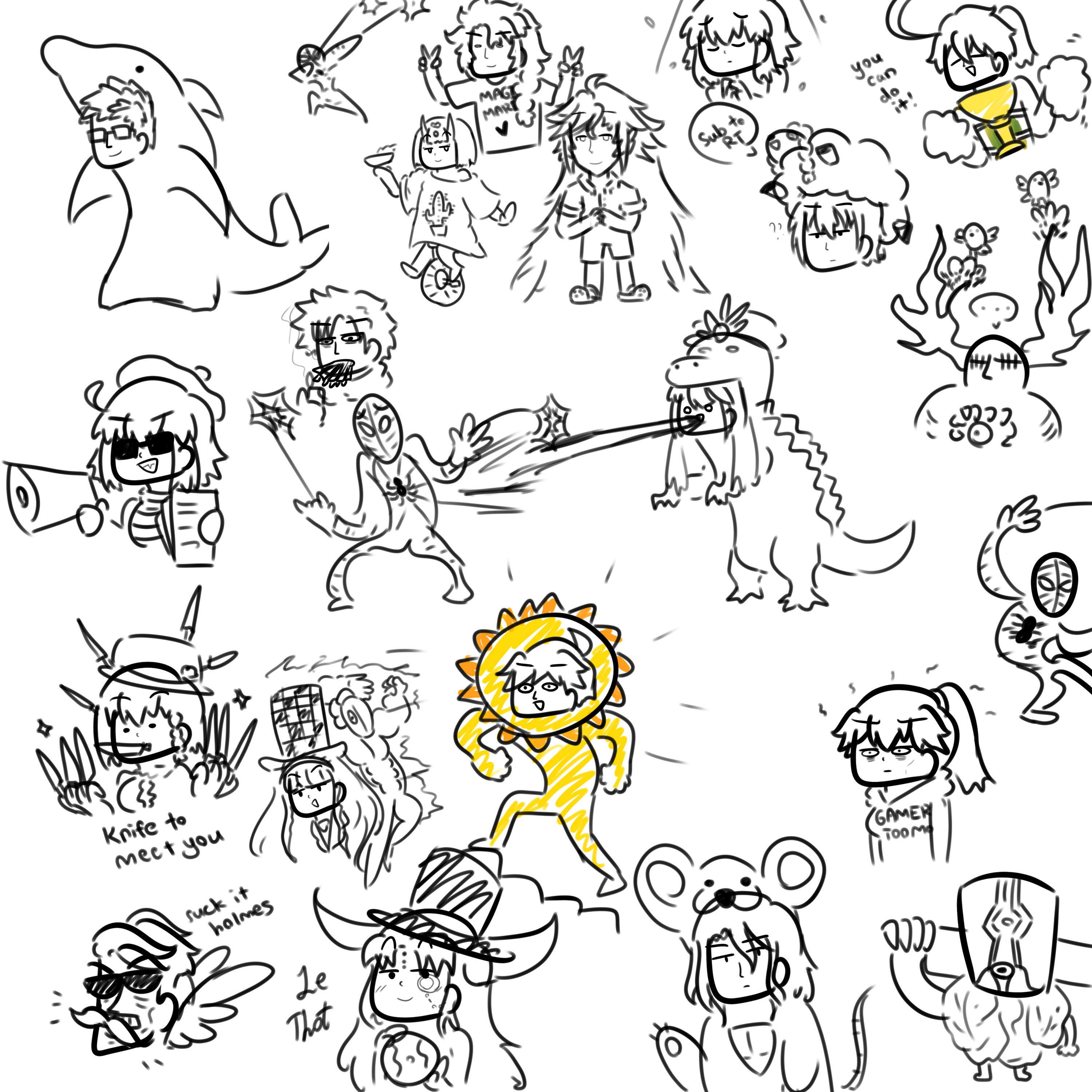 Had my sister give me random drawing prompts at 3 am in the morning