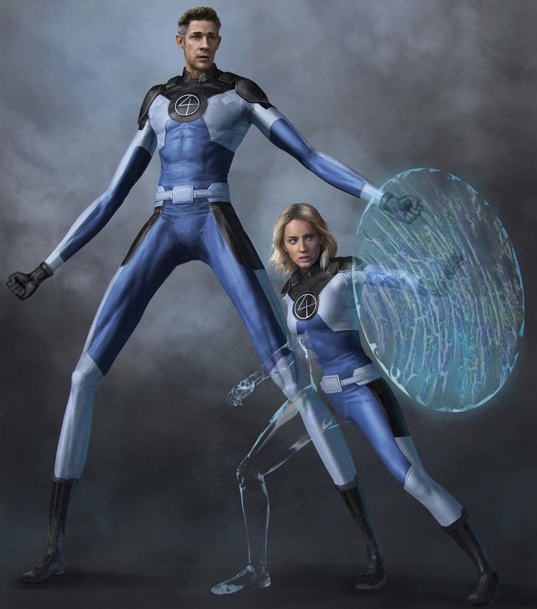 John Krasinski & Emily Blunt as Mr. Fantastic and Invisible Woman