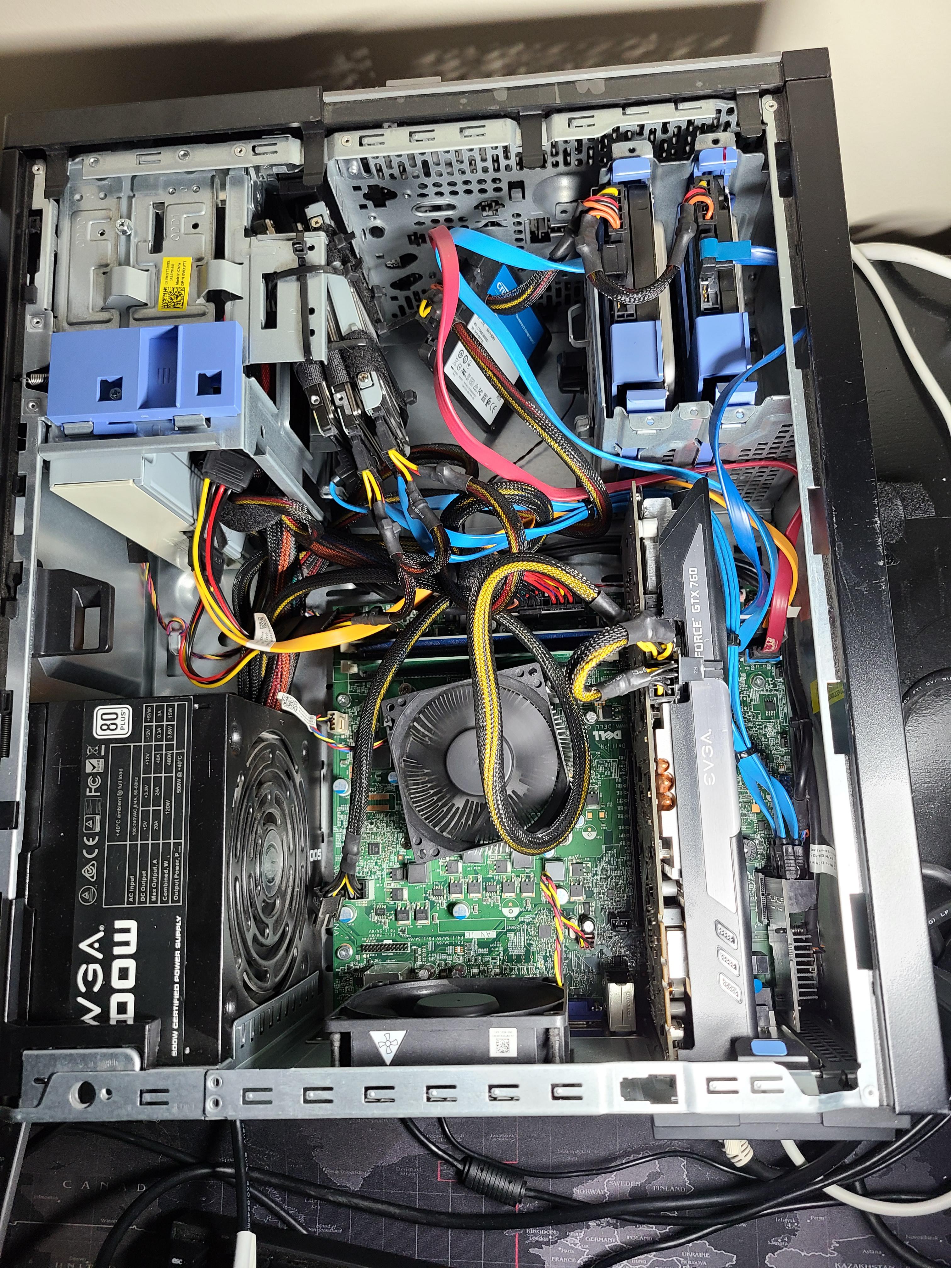 An nvr and automation pc that has 7 hard drives of ewaste. Cable