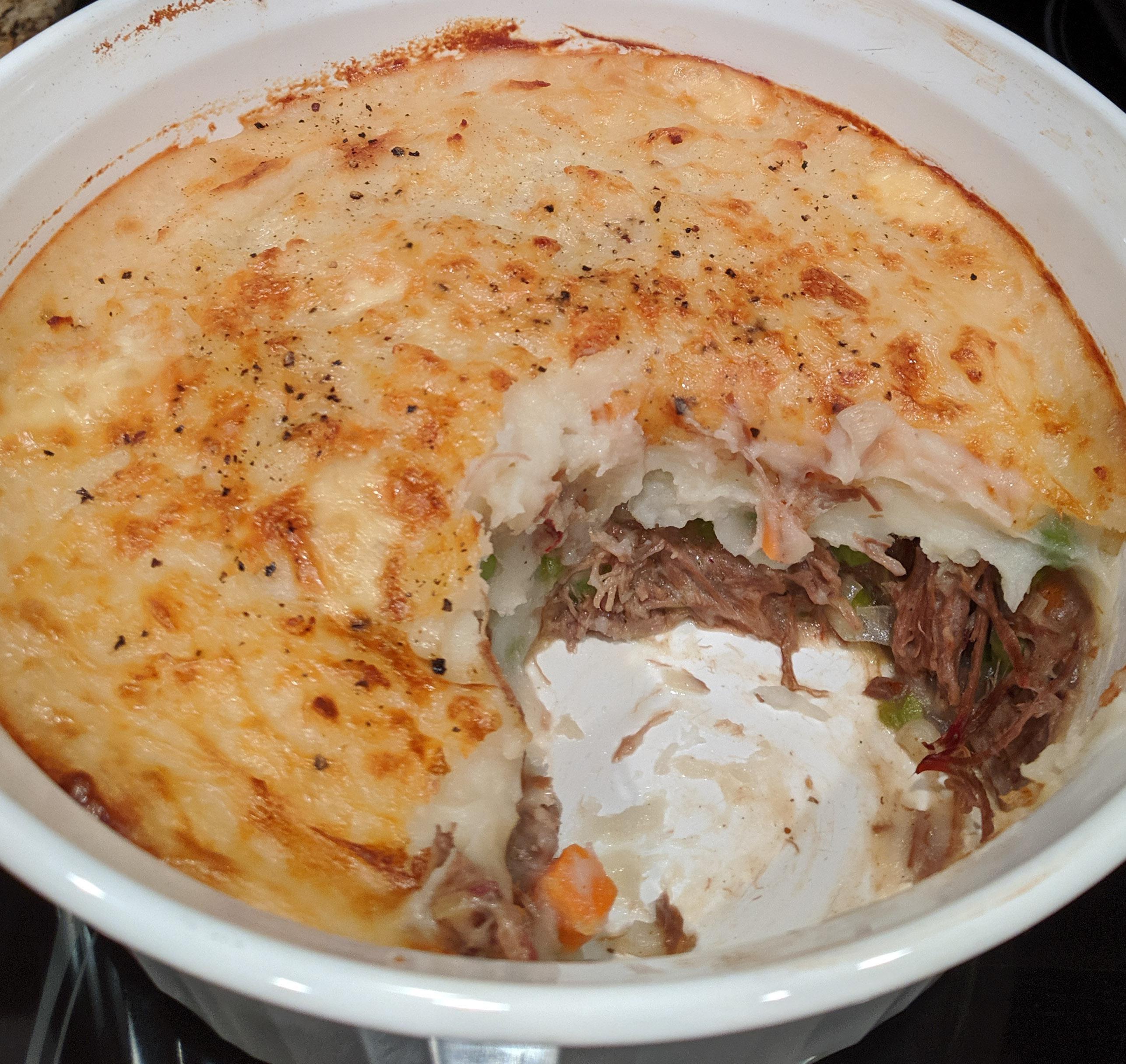 [homemade] Cottage Pie with smoked brisket r/food