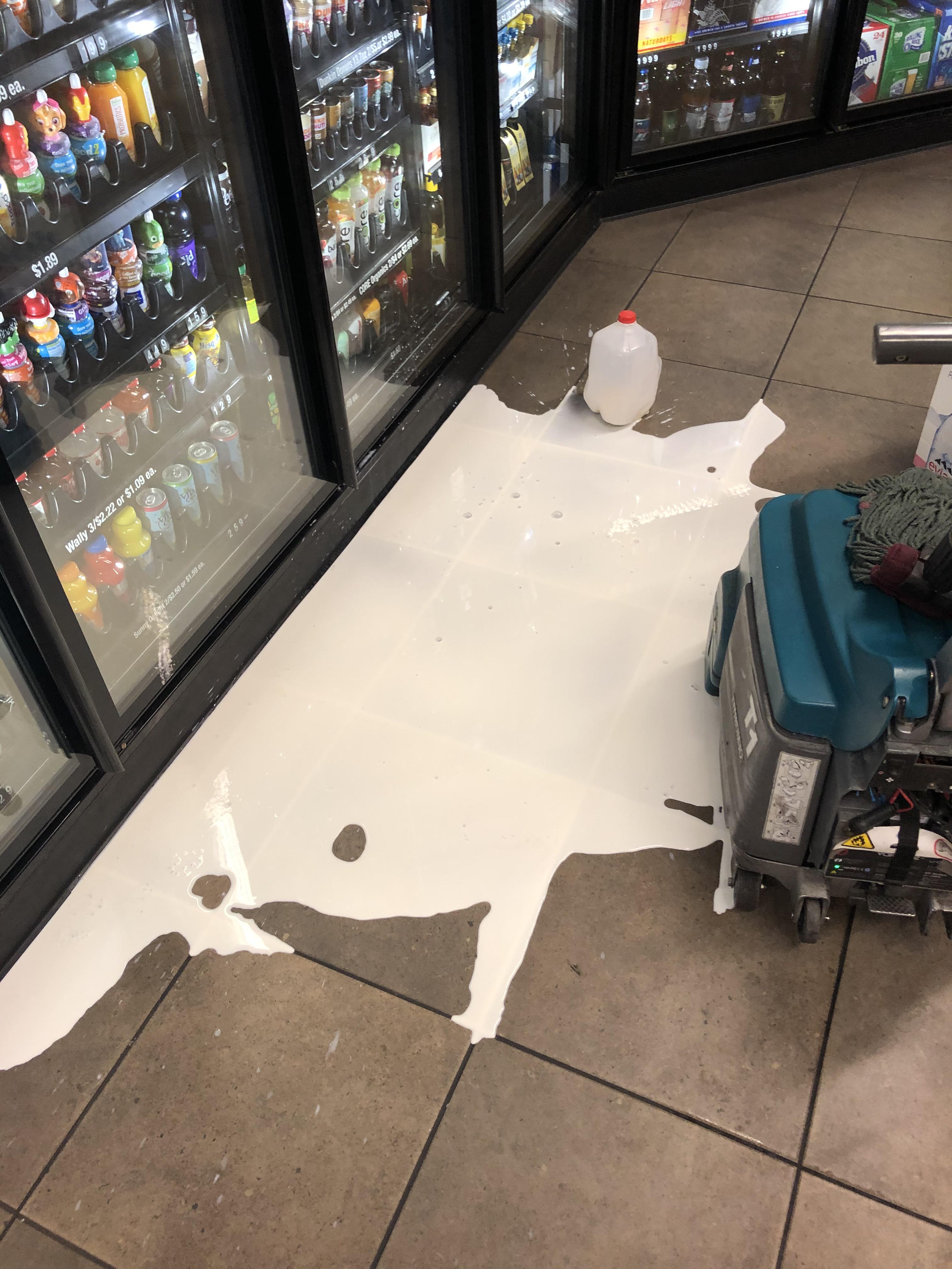 Ever wonder what a gallon of liquid looks like when it spills? Check out this shift walk