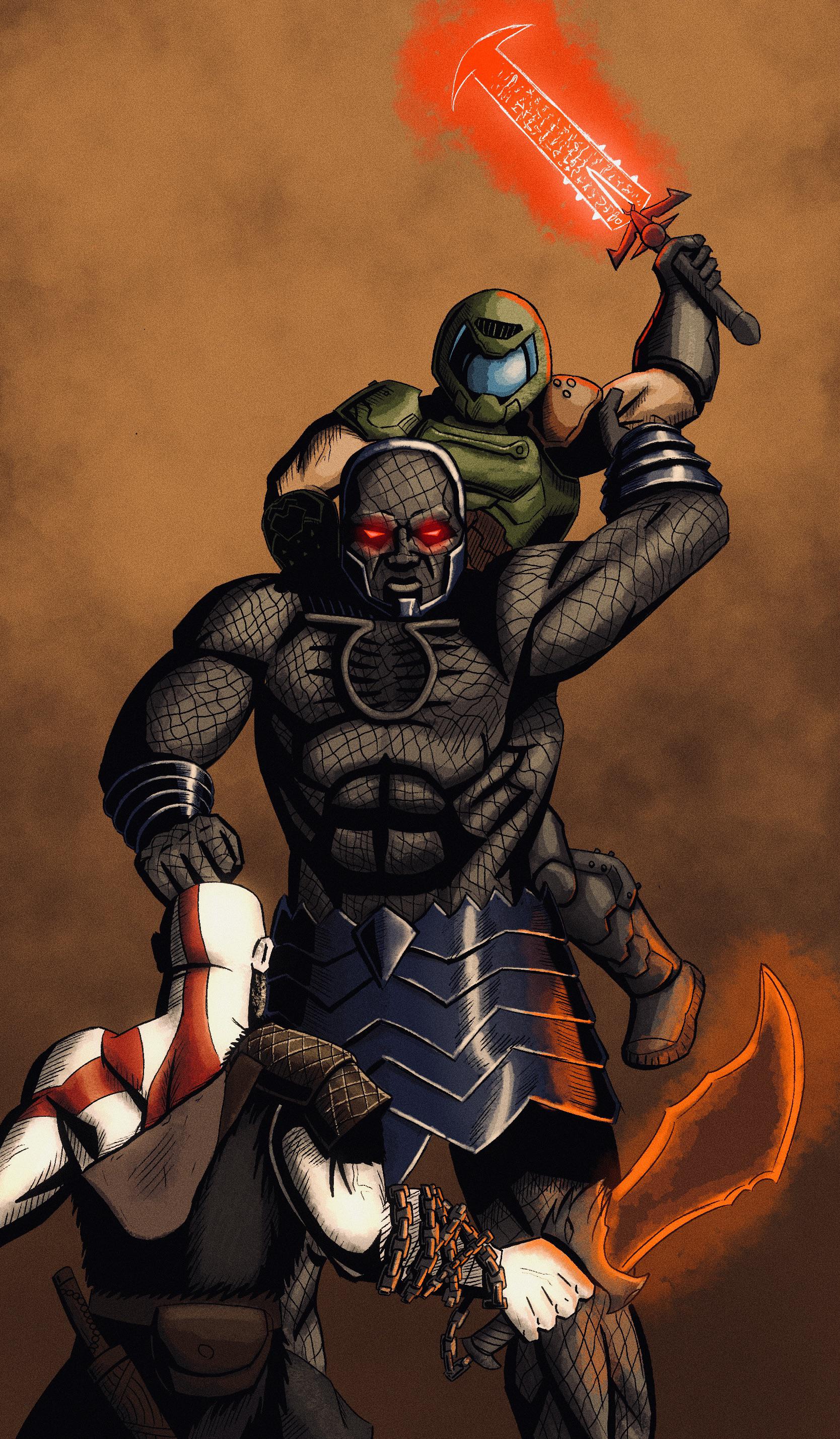 Kratos and Doomslayer vs Darkseid (updated version) r/GodofWar