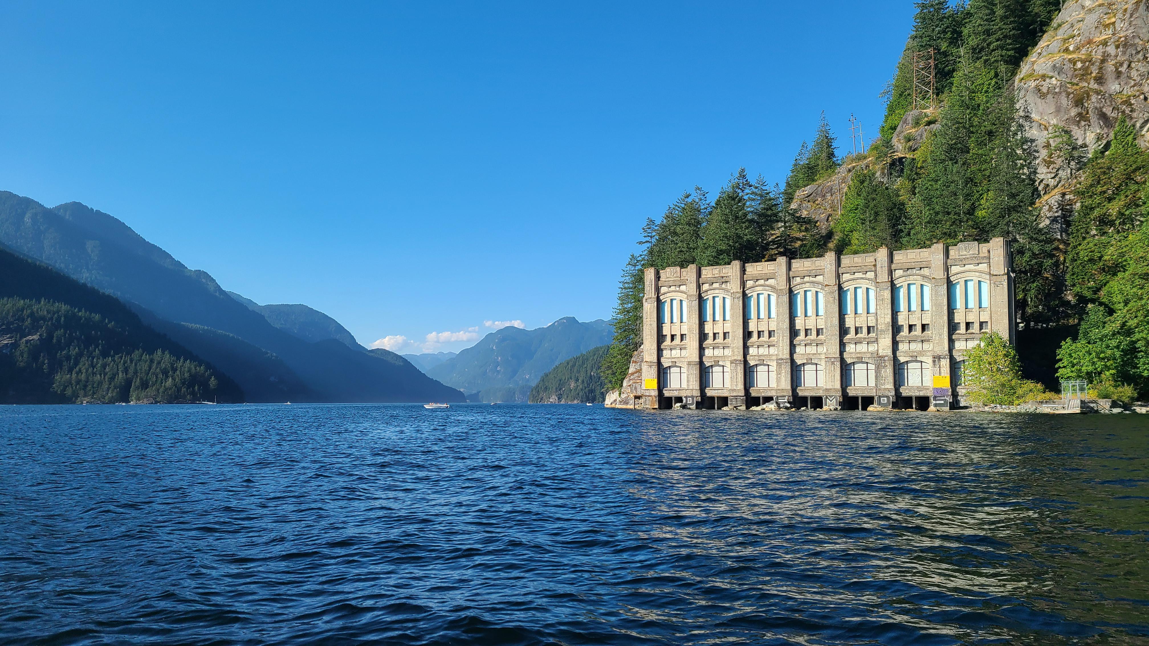 The Buntzen Lake Power Generating Plant seen from the Indian Arm r