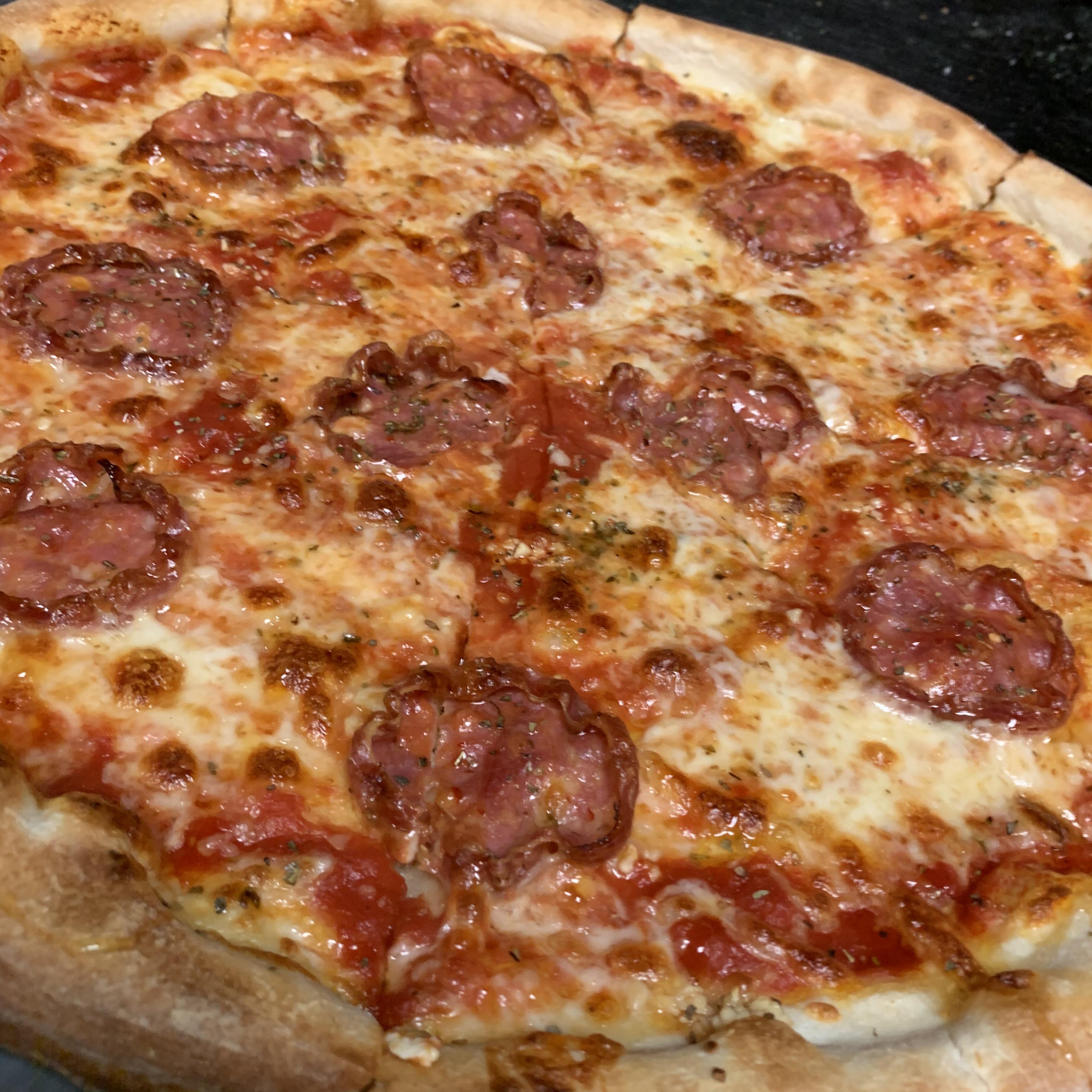 At work—soppressata with garlic and hot honey r/Pizza