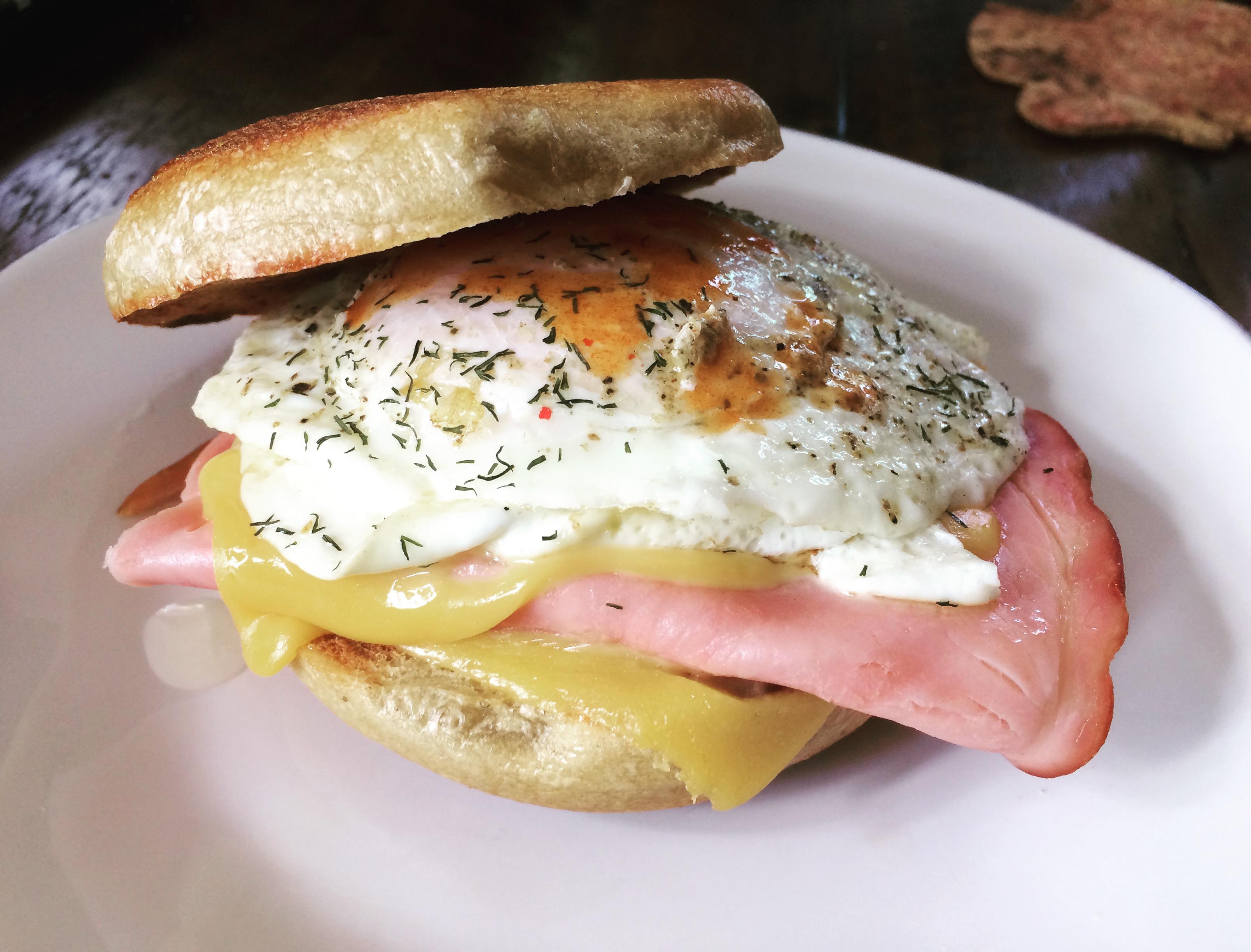 Honey ham, egg and cheese on a NJ bagel. r/PutAnEggOnIt
