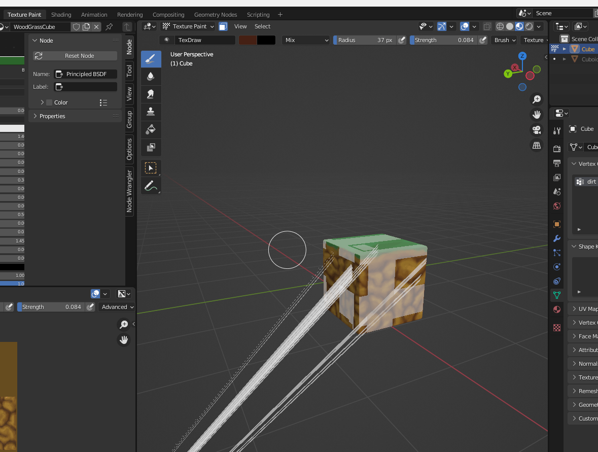 Paint mask vertex group Blender Bug, weird white lines and squares on mesh. Anyone know whats