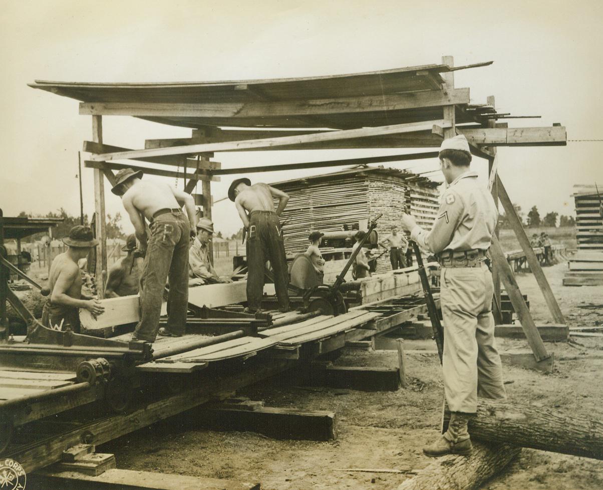 German POW’s working at the sawmill in Aliceville, Alabama; October