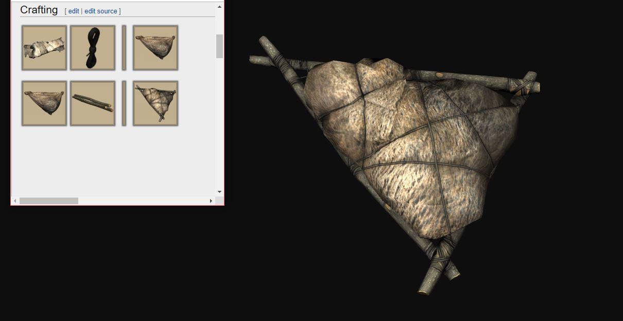 Fur Backpack (Wild boar pelt + Rope = Fur Courier Bag + Wooden Stick