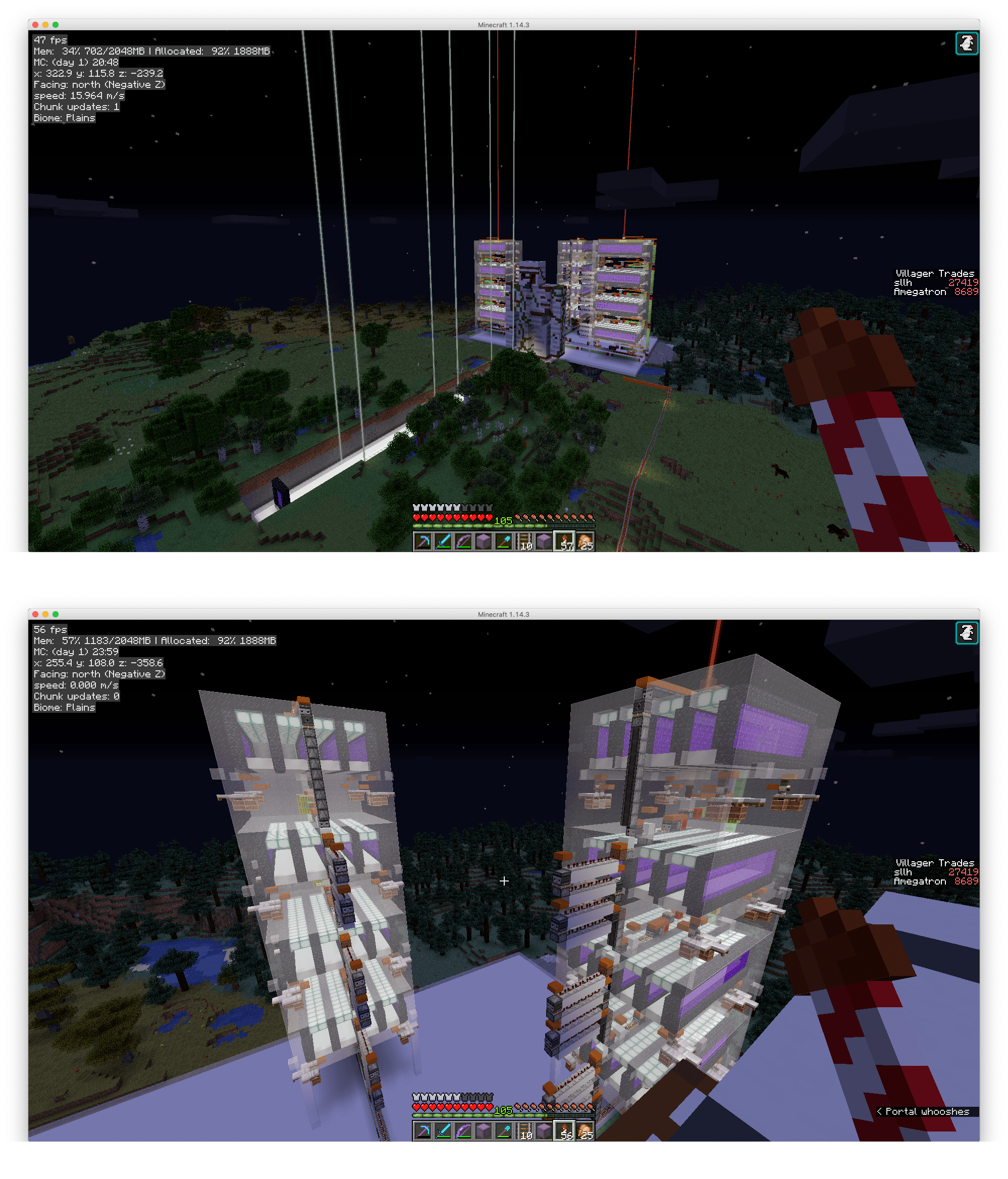 Portalbased iron farm, producing 10k+ ingots per hr and still being