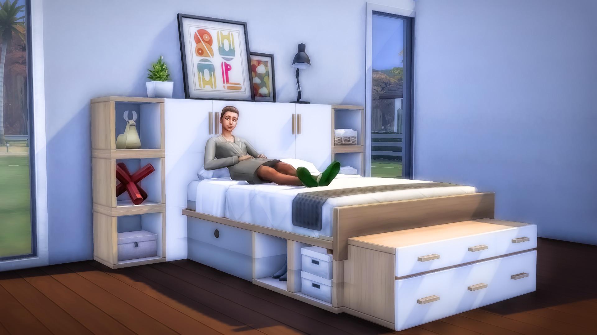 I made a storage bed in the sims 4 with home decorator pack r/thesims4