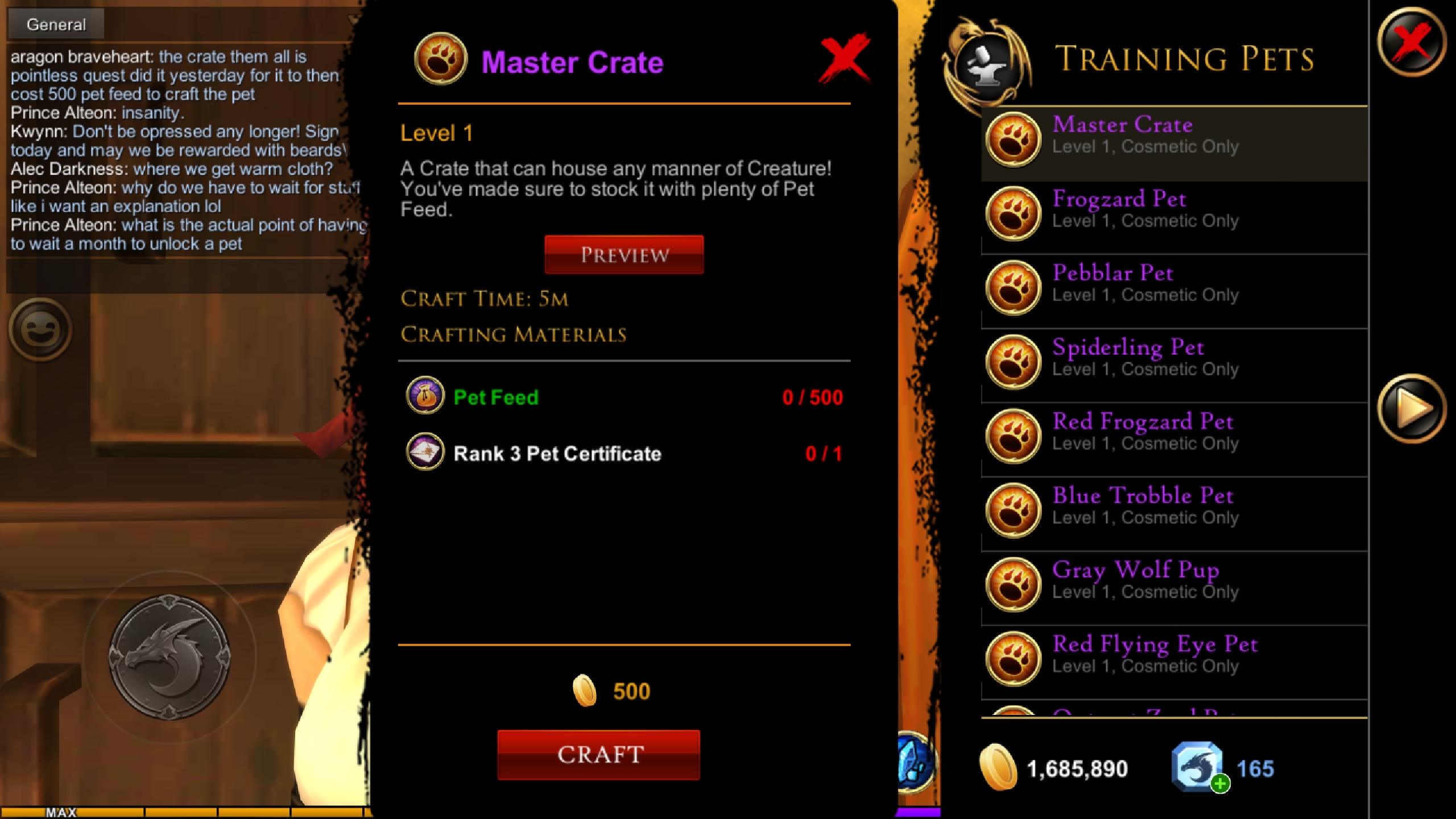 It takes 34 days to unlock the Master Crate pet (after completing the