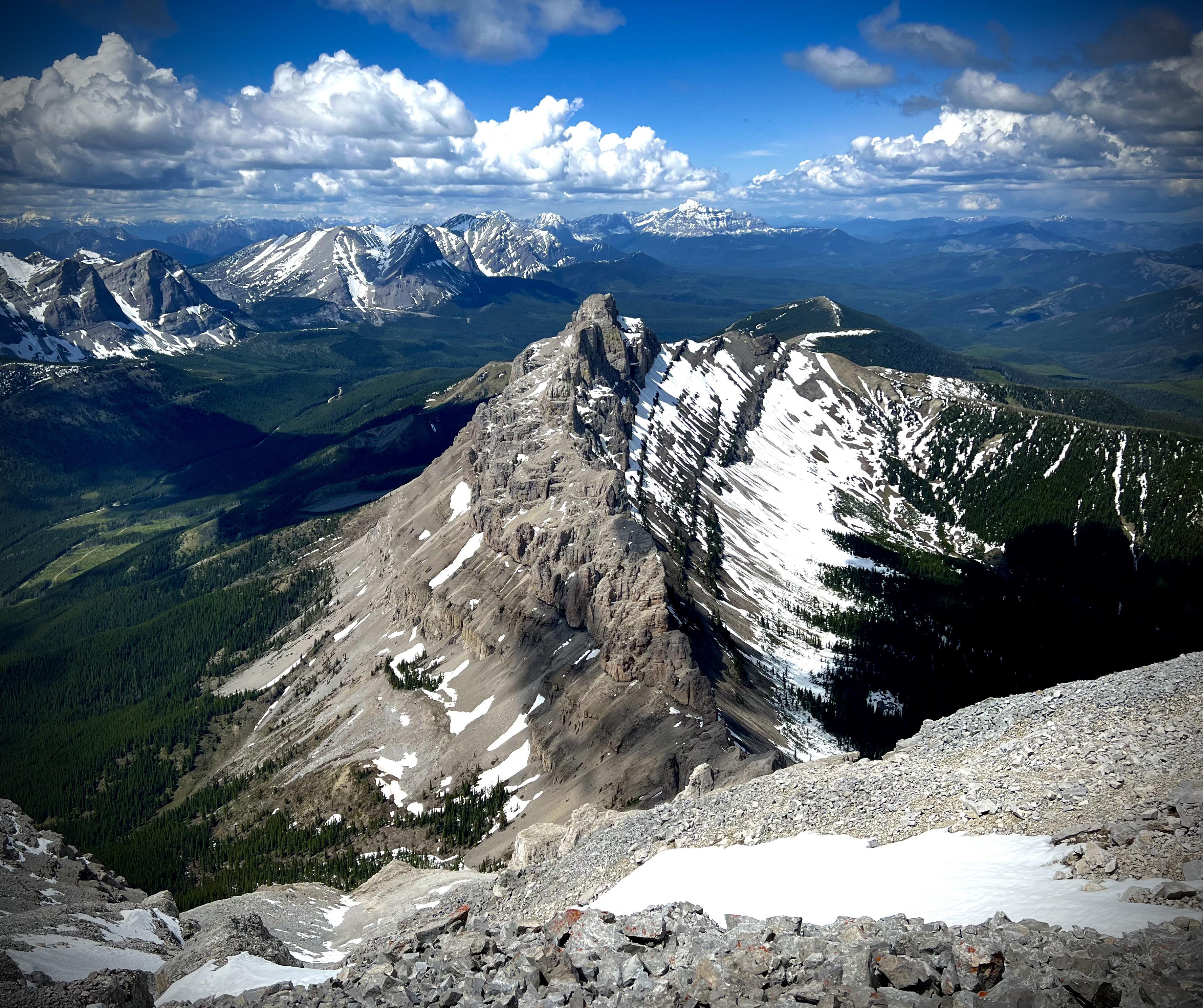Awesome View of Seven Sisters Mountain from Crowsnest Mountain Summit