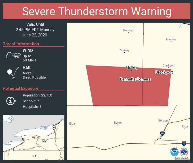 SEVERE TSTORM WARNING for Brockport, Holley & Corners until 2