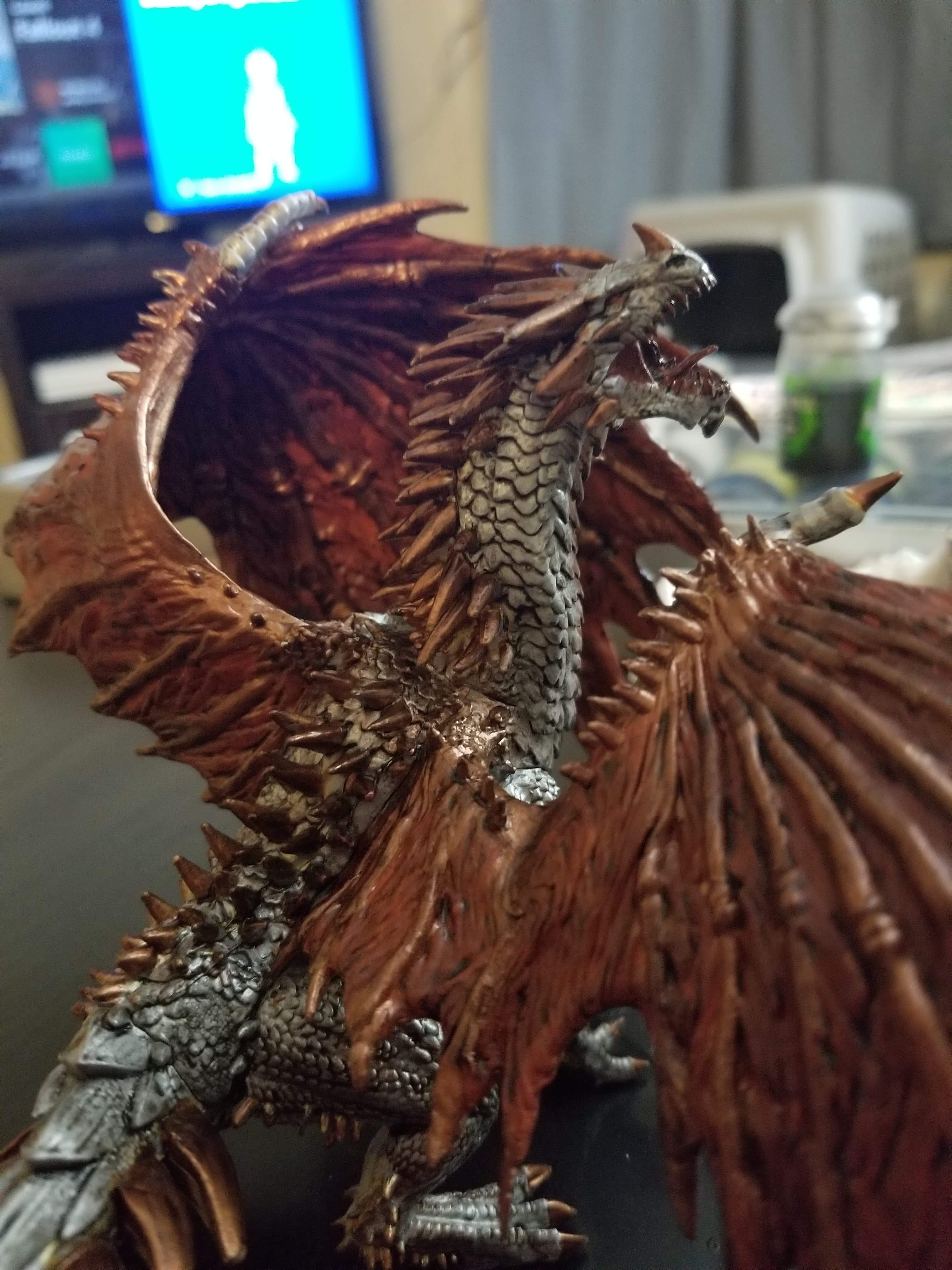 [ART] Painted my first Dragon Miniature. Wanted a tattered fleshy metal
