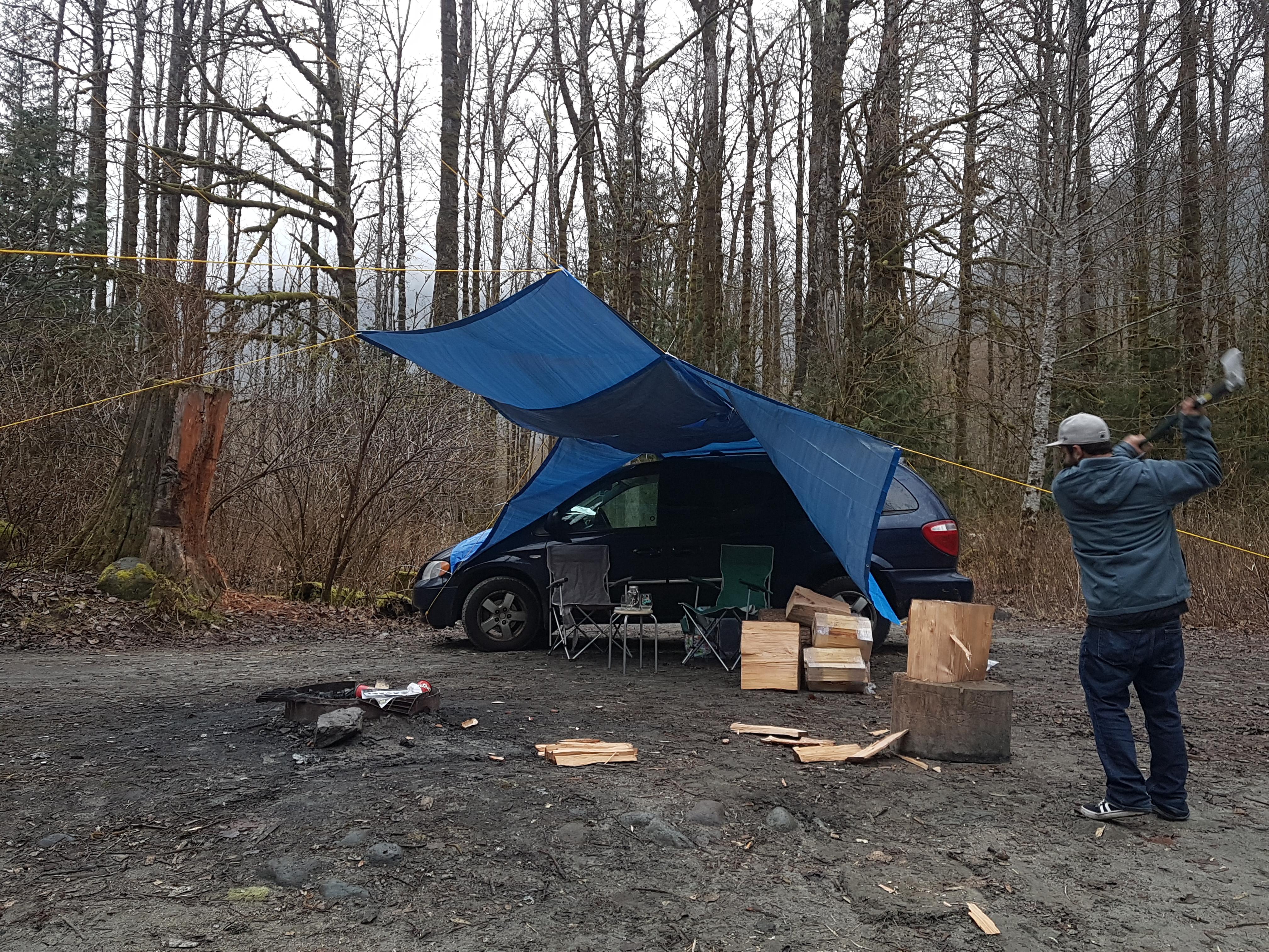 Our super dope camping set up. Tarps from Dollarama. Try and beat this