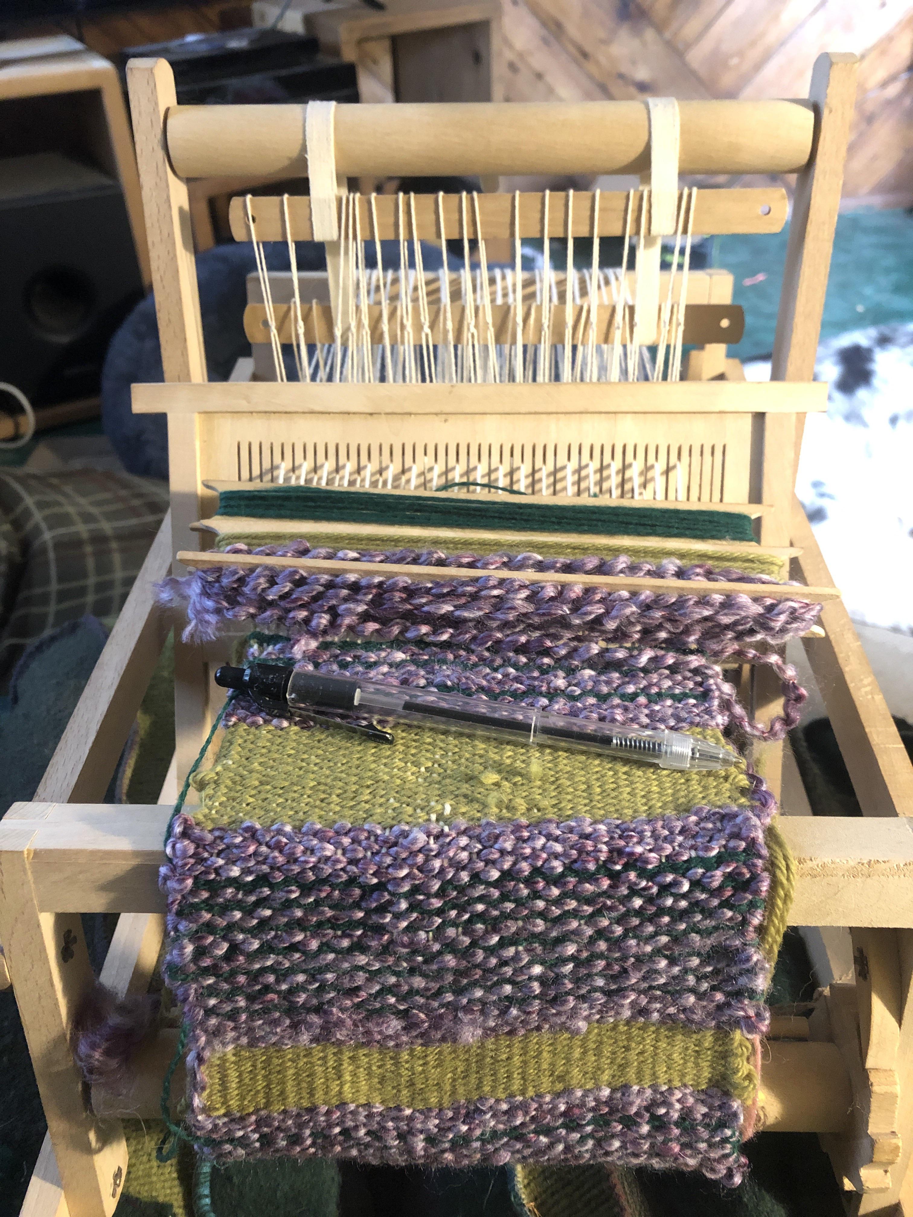 I’m practicing on this toy sized loom before warping my first project